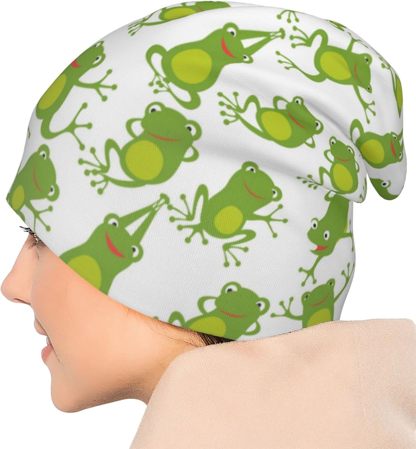 Cute Frog Beanie Chemo Hat Cancer Headwear Knitted Hats Baggy Slouchy Scarf Cap for Adults Women Men - Image 6