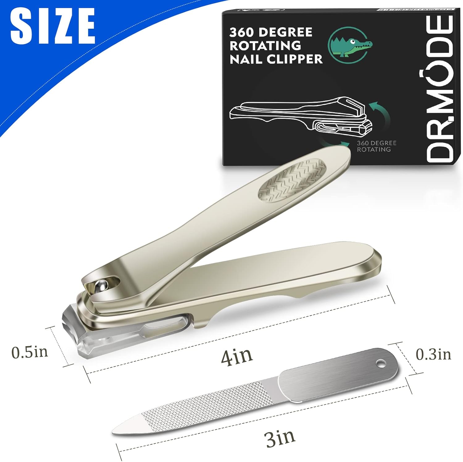 DR. MODE Nail Clippers Easy Grip 360 Degree Rotary Toenail Clippers for Men,Stainless Steel Long Handle Fingernail Clippers Sharp Blade Nail Cutters Trimmer with Nail File : Beauty & Personal Care