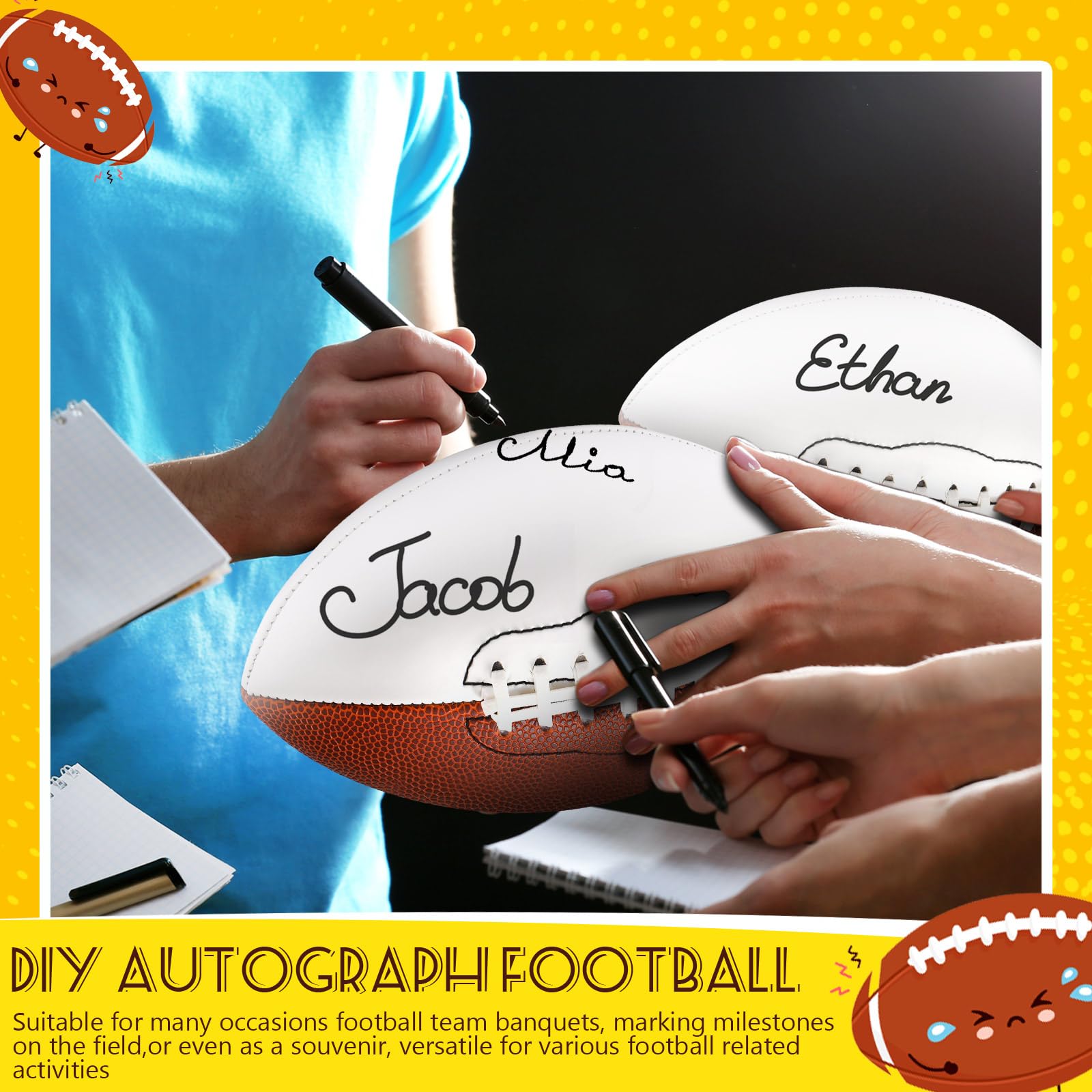Jenaai Autógrafo de fútbol americano tamaño 3 de 20,8 cm, trofeo de fútbol americano personalizado para juego de rugby
