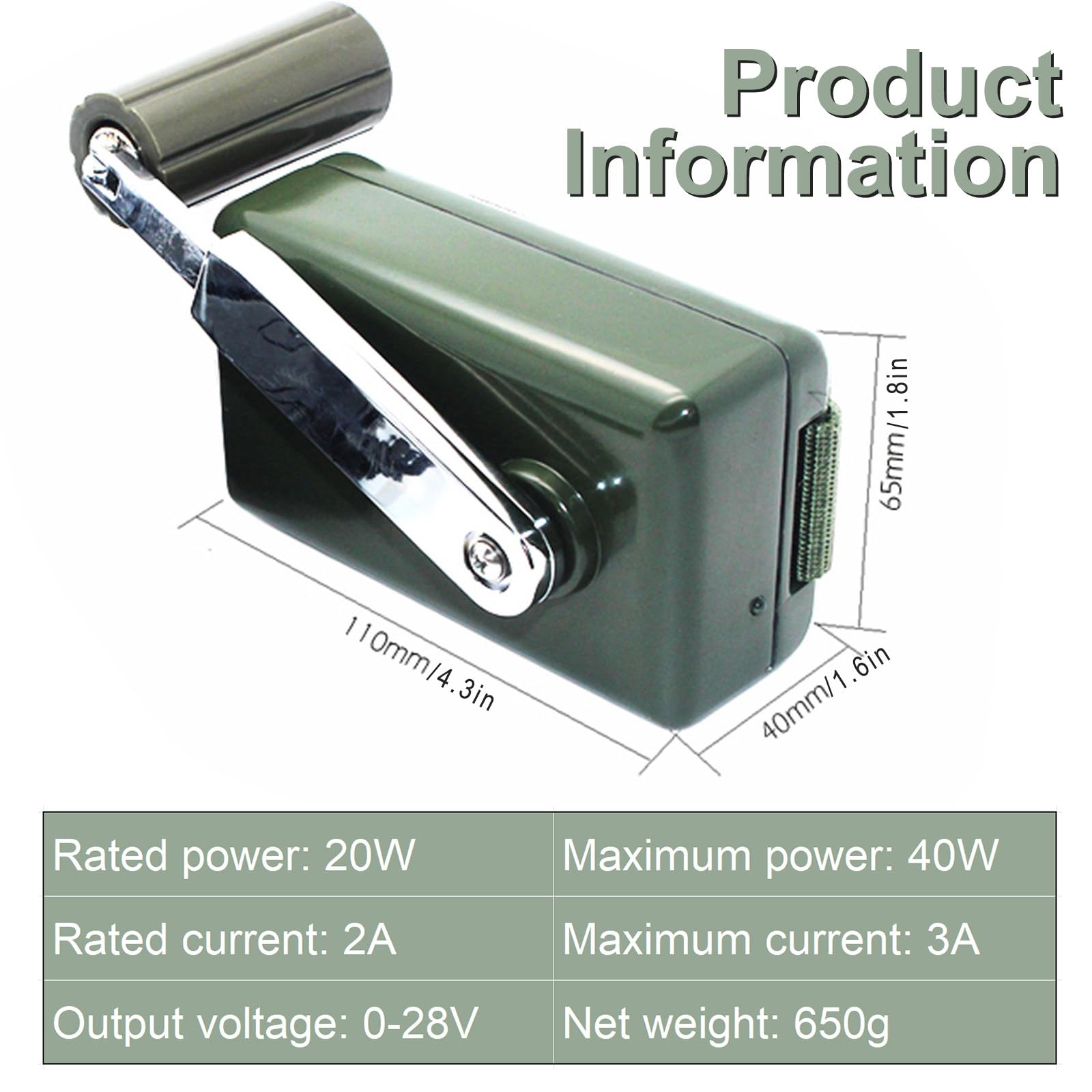 30 W Generador Energia Portatil USB Mini Generador Apto para Apagones, Camping Y Energía Fuera De La Red Eléctrica Regulador De CC para Generador Ecológico