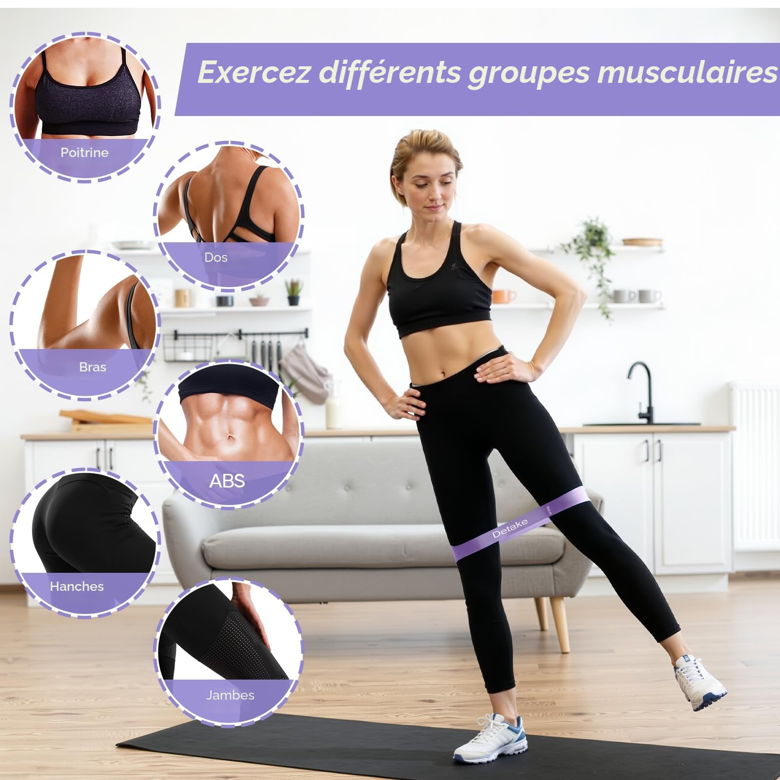 Elastique Musculation, [Lot de 5] Bande Élastique Musculation, 5 Niveaux de Résistance Elastique Sport avec Sac de Rangement, Bande de Resistance Musculation pour Yoga Musculation Pilates Sports