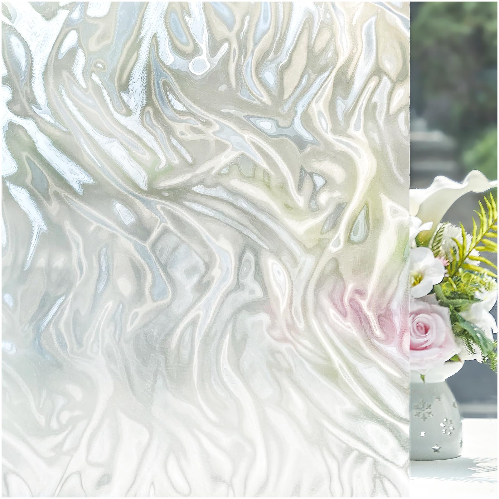 Photo 1 of Borskyn Frosted Glass Window Film with Ripple - 35.4'' x 78.7''