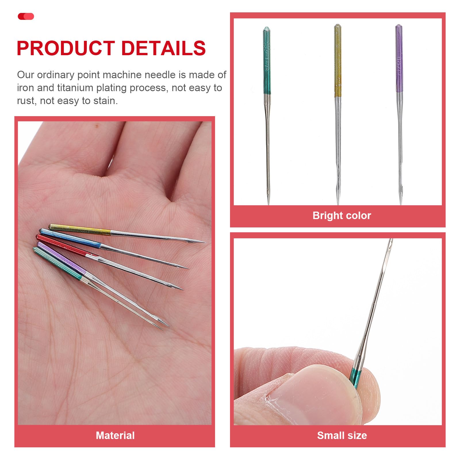 HAPINARY 50 Agujas para Máquina de Coser de Metal Aplicables para Tela Elástica y Seda, Resistentes y Ligeras para Costura Doméstica