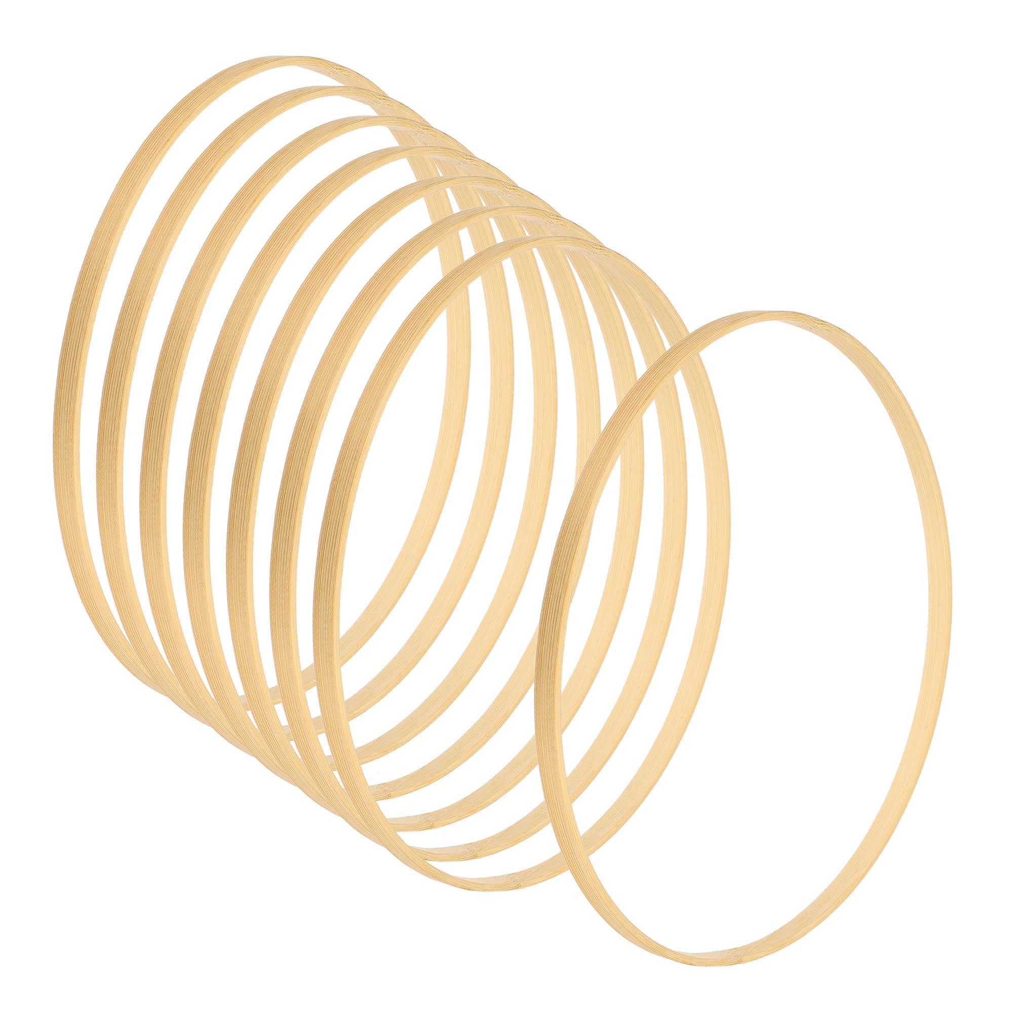 PATIKIL 9.1 Inch Wooden Bamboo Floral Hoop, 8Pack Craft Rings for DIY Wedding Wreath Decor, Dream Catcher and Hanging Crafts