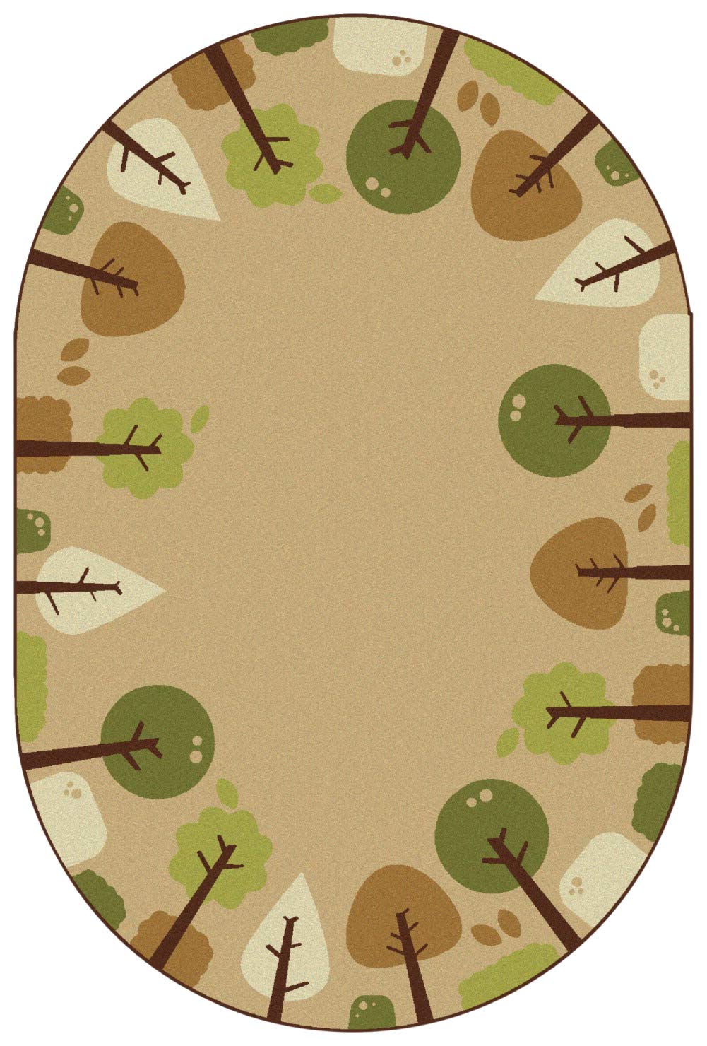 Carpets for Kids29766 KIDSoft Tranquil Trees Decorative Nursery Classroom Rug Tan 9ft X 6ft Oval Brown