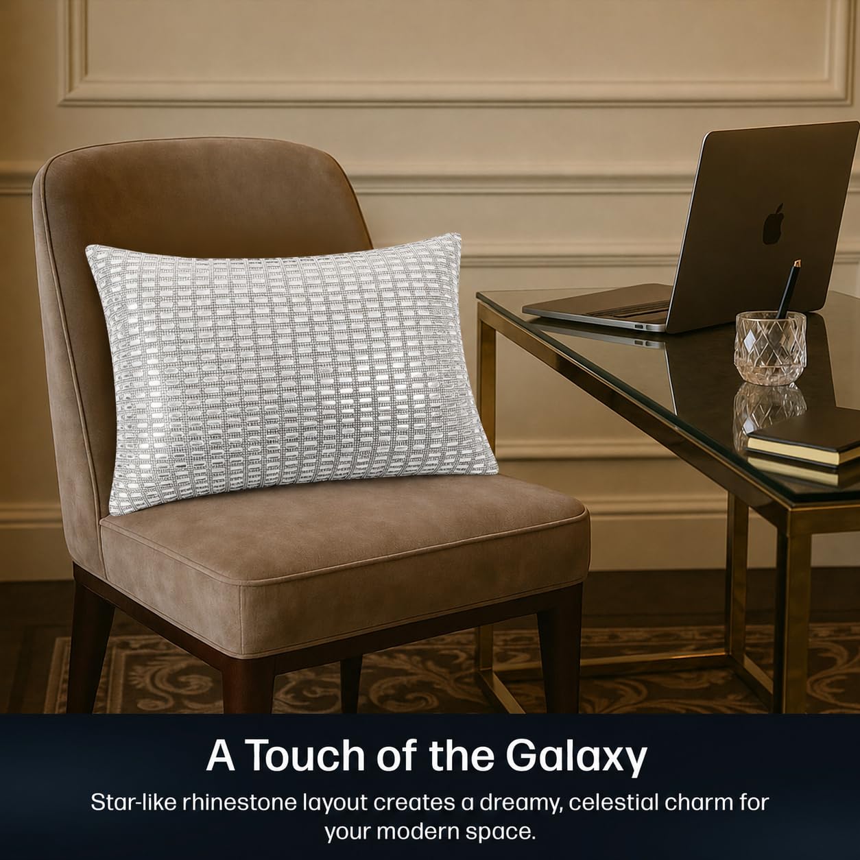 Funda de cojín rectangular de cristal de diamantes de imitación con terciopelo gris suave, para decoración del hogar, sofá, dormitorio, sala de estar y oficina (plata y gris, 30 x 50 cm)