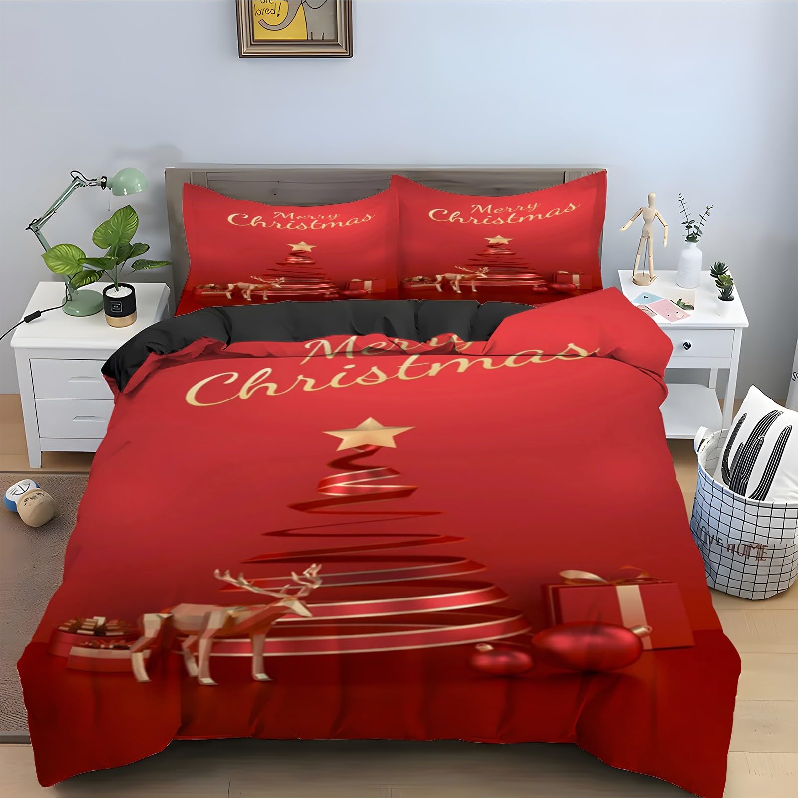 Housse de couette Décoration de Noël en microfibre douce pour illuminer la chambre des enfants