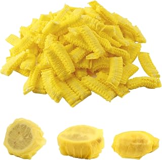 100 Paquetes de Fundas para Exprimir Limones, Redes para Limones Bolsas para Gajos de Limón Paños para Exprimir Limones Envoltorios Elásticos para Mitades y Gajos de Limón (Amarillo)