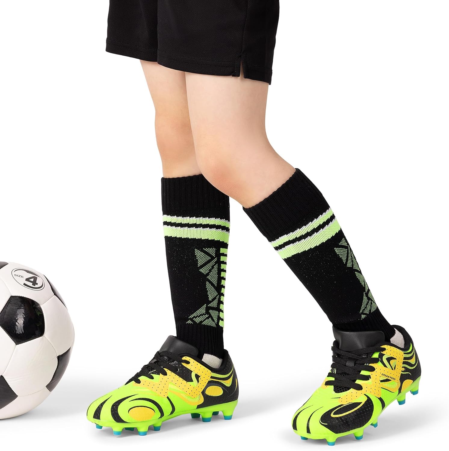 DREAM PAIRS Boys Girls Soccer Cleats Youth Firm Groud Sport Football Cleats with Soccer Socks for Little/Big Kid/Toddler - Image 2