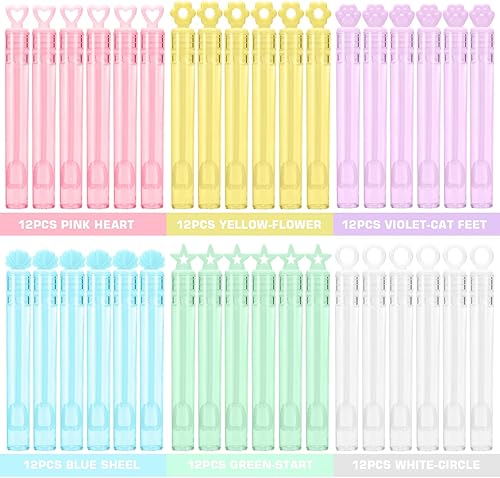 Miniatura 2 de Paquete de 72 (6 colores y 6 estilos) Mini varita de burbujas surtido, regalos de fiesta ideales para cumpleaños de niños, suministros de fiesta a