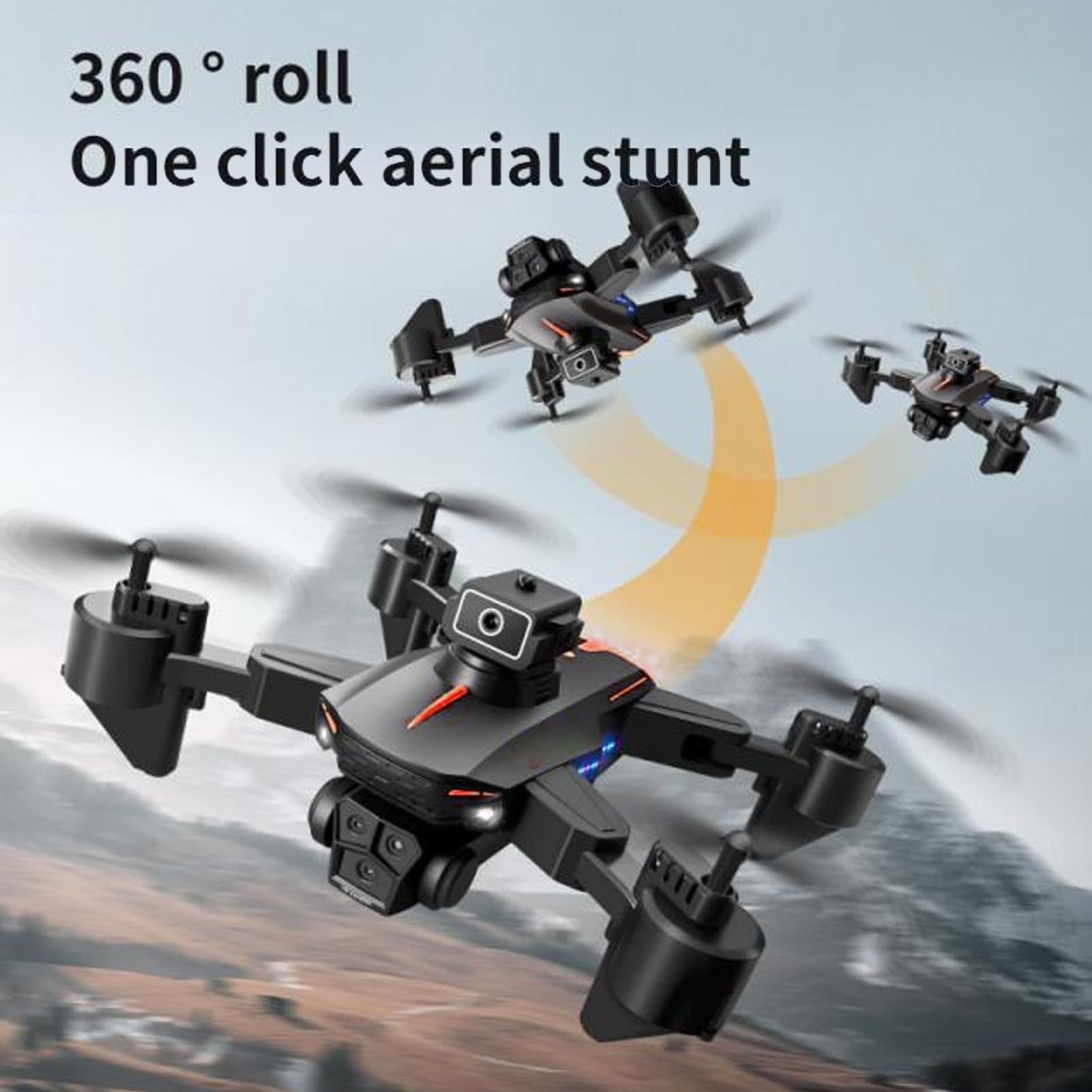 Dron z 3 Kamerami, Składany Dron z funkcją Utrzymywania Wysokości, kontrolą Aplikacji, Zdalnie Sterowanym Quadkopterem Wideo na żywo FPV dla Dorosłych Dzieci Początkujący