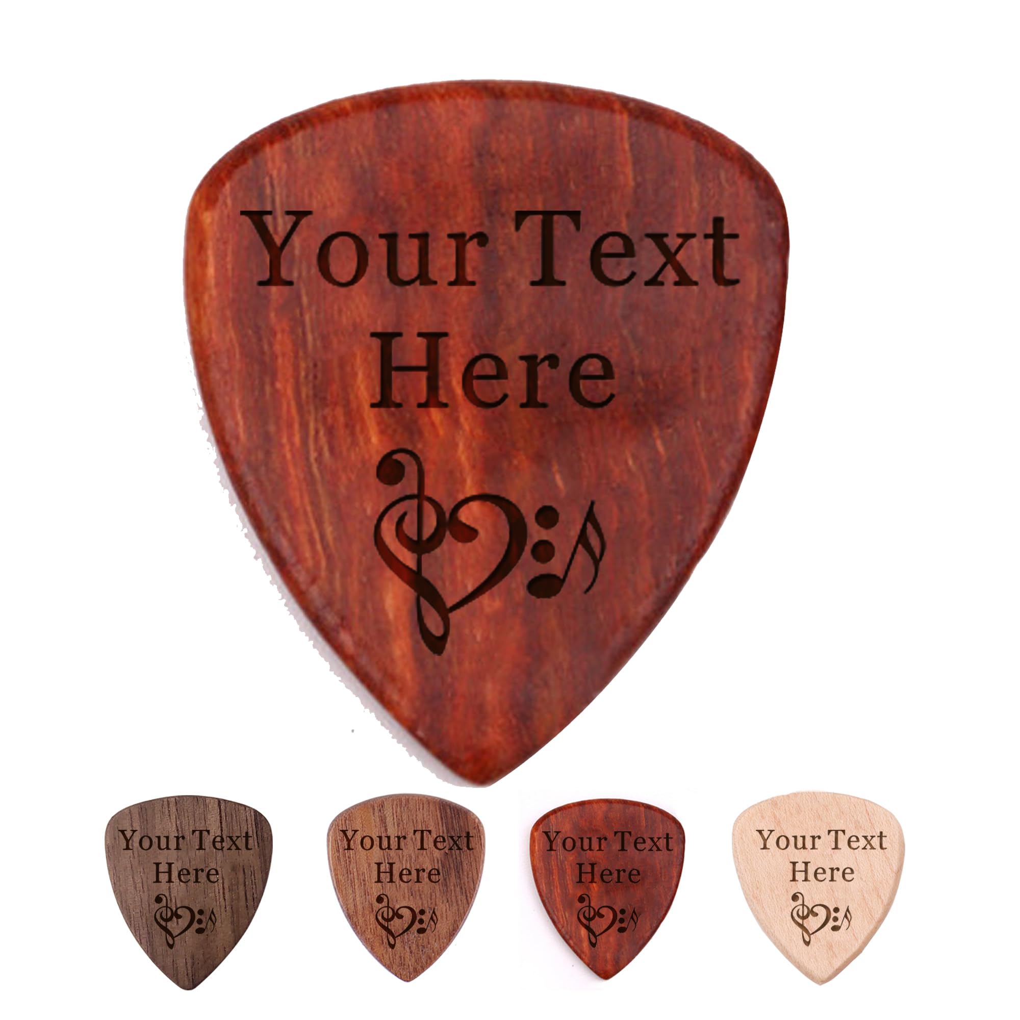 EDSG Personalised Guitar Picks, Engraved Wooden Guitar Pick, Guitar Plectrum Gifts for Men Him Kids Her, Personalised Guitar Pick Gifts for Christmas Birthday Valentine's Day (Guitar Pick - Red)