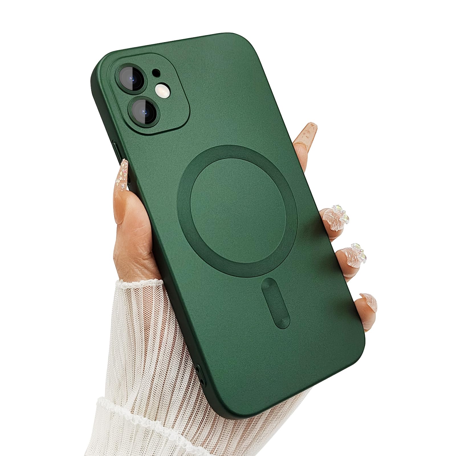 ankofave Magnetic Case for iPhone 12 Phone Case for Women, Shockproof Matte Luxury Soft Metallic Luster Design with Full Camera Lens Protector,