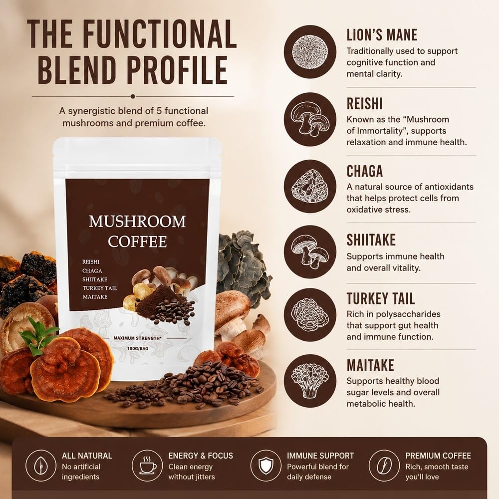 Organiczna probiotyczna mieszanka funkcjonalna kawy espresso z grzybami