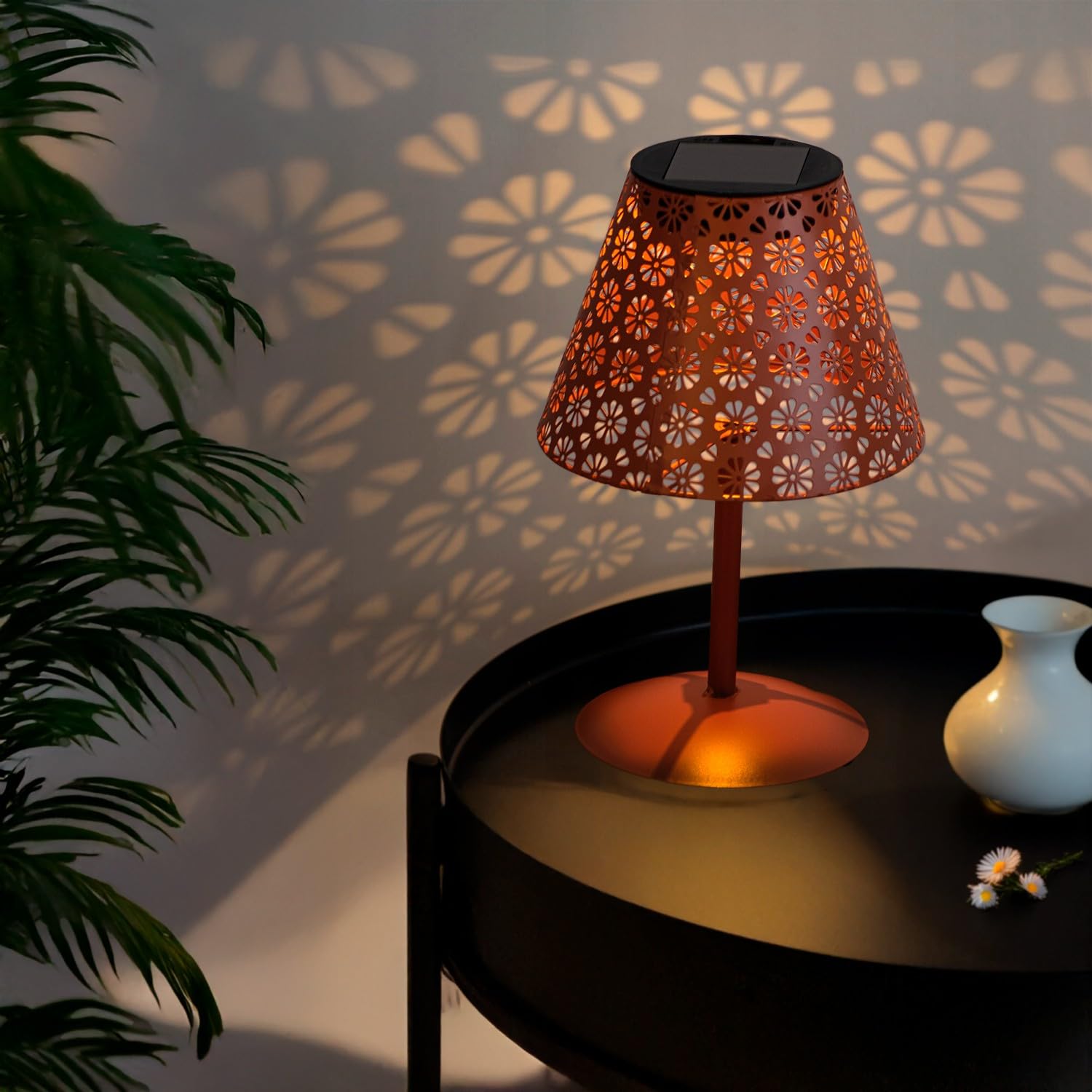 M mimotec - Lampa solarna LED Hearth, ciepła lampa stołowa 2500K, ściemnialna, wodoodporna IP44, wbudowany akumulator, idealny na taras i do ogrodu. Integra, idealna para Terraza y Jardín.