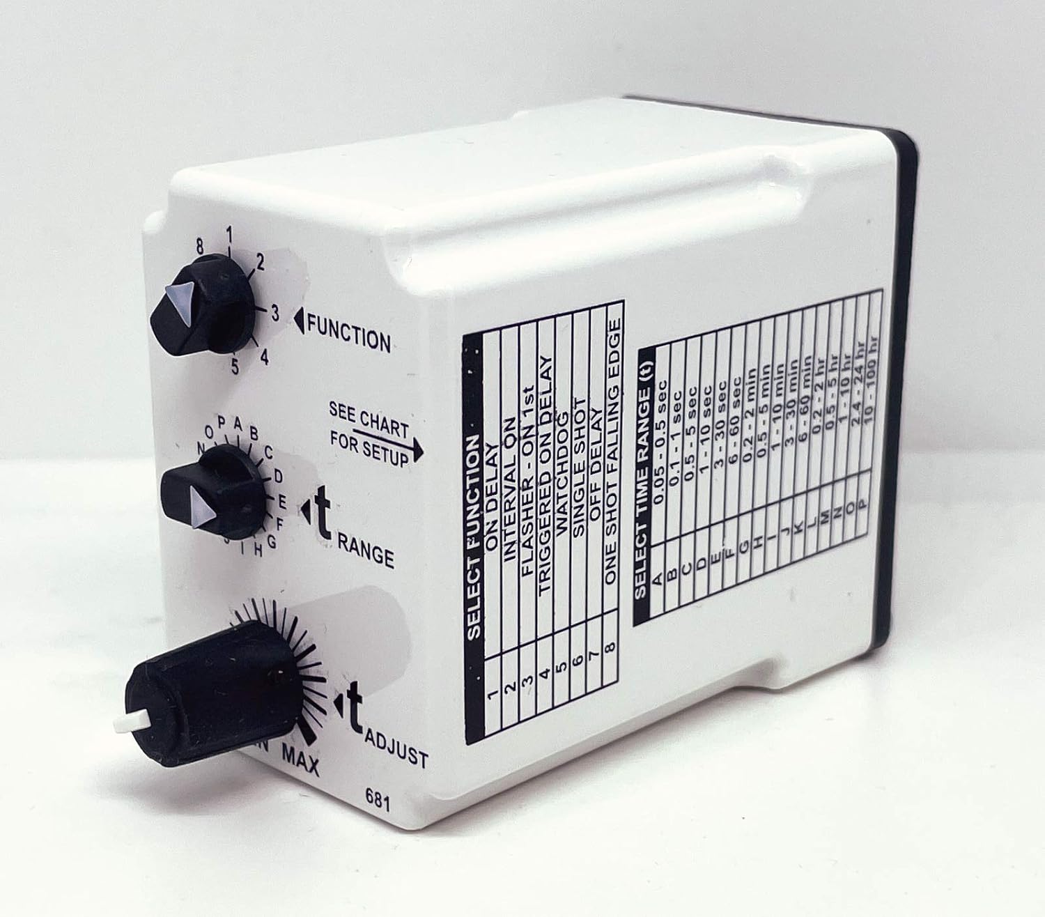 MACROMATIC TR-6816U 10 AMP, 12-125 VDC / 24-240 VAC Coil Voltage, 50MS-100 HRS Timing Range, Multi-Function, Plug-in, SPDT, TIME DELAY Relay