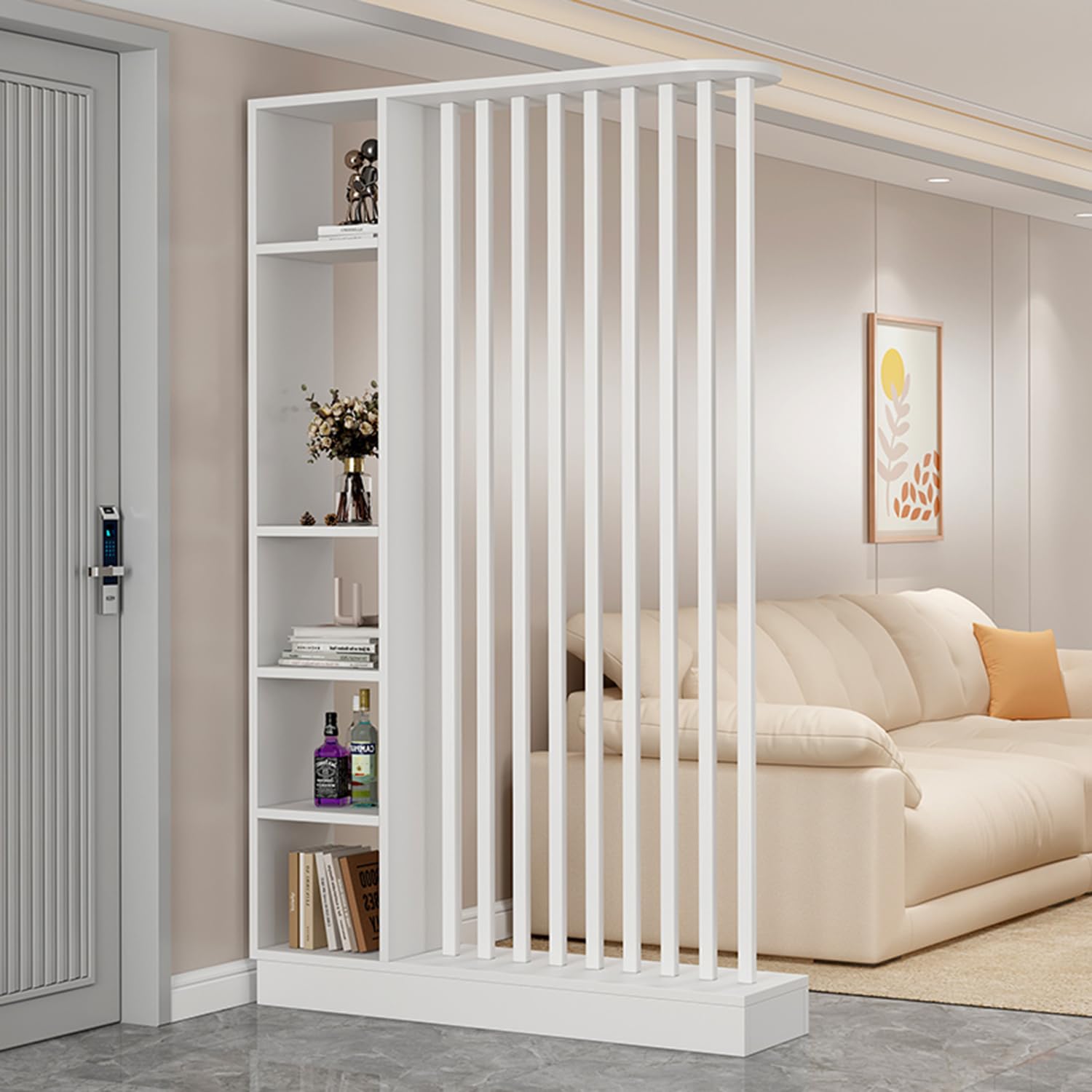 Entrance Hall Partition Screen, Wooden Room Divider with Storage Shelves, Modern Freestanding Wood Room Divider Screen, Privacy Screens Room Partition