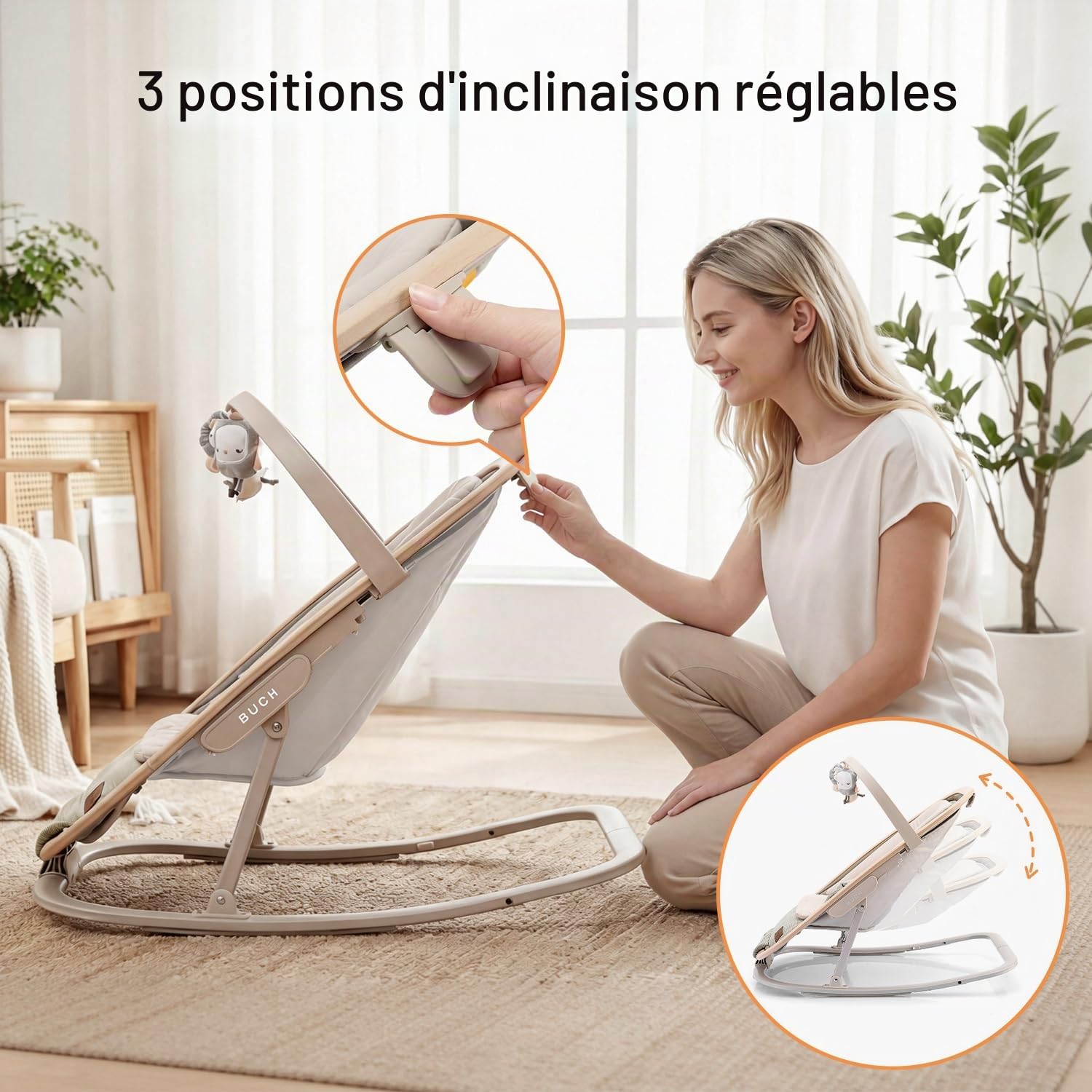 Gromast Transat 2-en-1 pour bébés, transat portable à 3 positions d'inclinaison, avec jouets suspendus et sac de transport - Vert