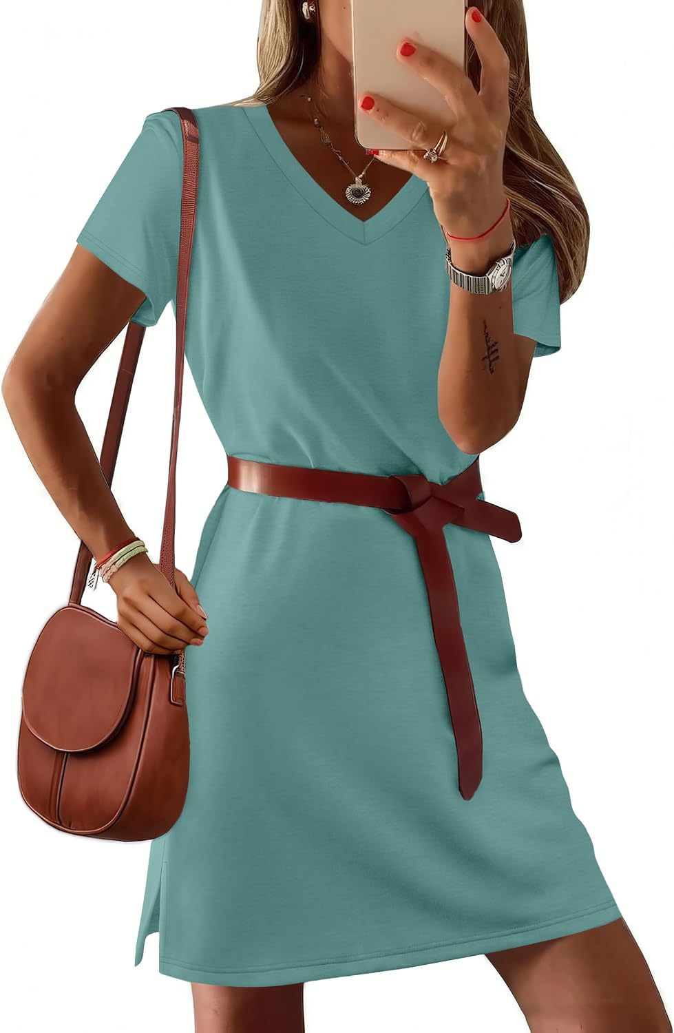  Summer Dresses for Women 2026 V-Neck Casual Sundresses T-Shirt Dress thumbnail
