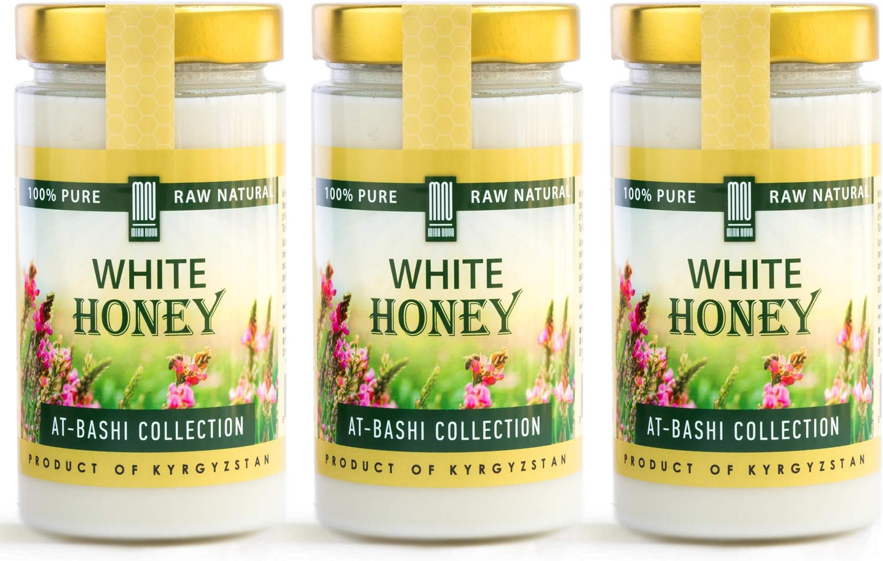 White Honey (3-PACK) Natural Creamed Wildflower Mountain Honey from Central Asia โ by Mira Nova