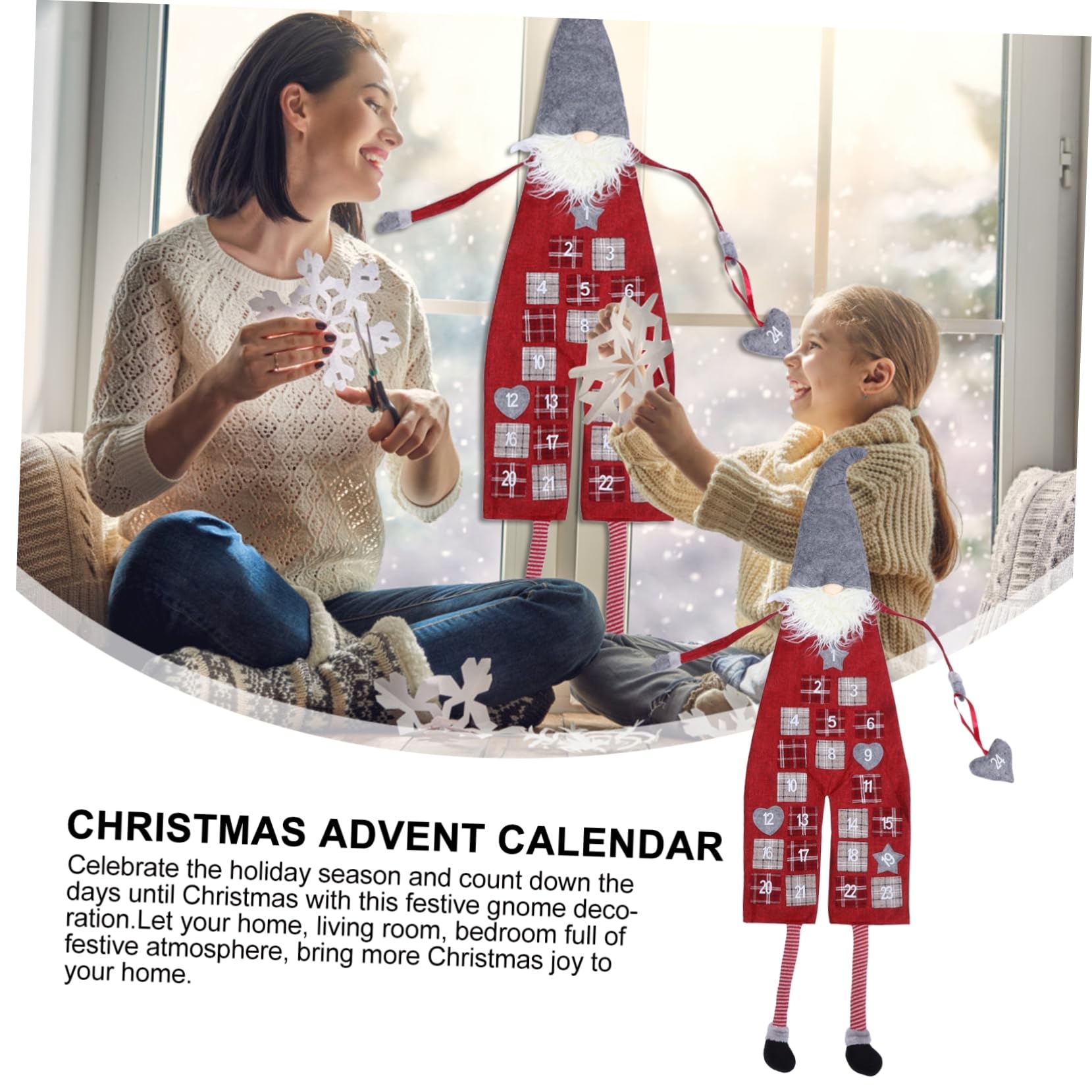 Zerodeko Calendario Dell'avvento Natalizio da Appendere Sacchetti in Feltro, Decorazione per Ragazzo Ragazza e Adulti, Conto alla Rovescia per Feste di Natale