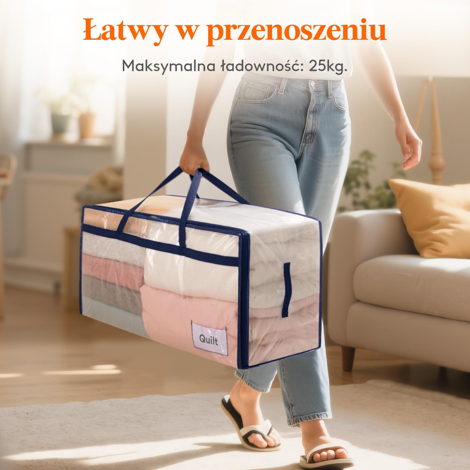 Lifewit Zestaw 6 toreb do przechowywania ubrań 110 L, duże torby przeprowadzkowe z uchwytami, składane pudełka przeprowadzkowe na kołdry, koce, ubrania, przezroczyste