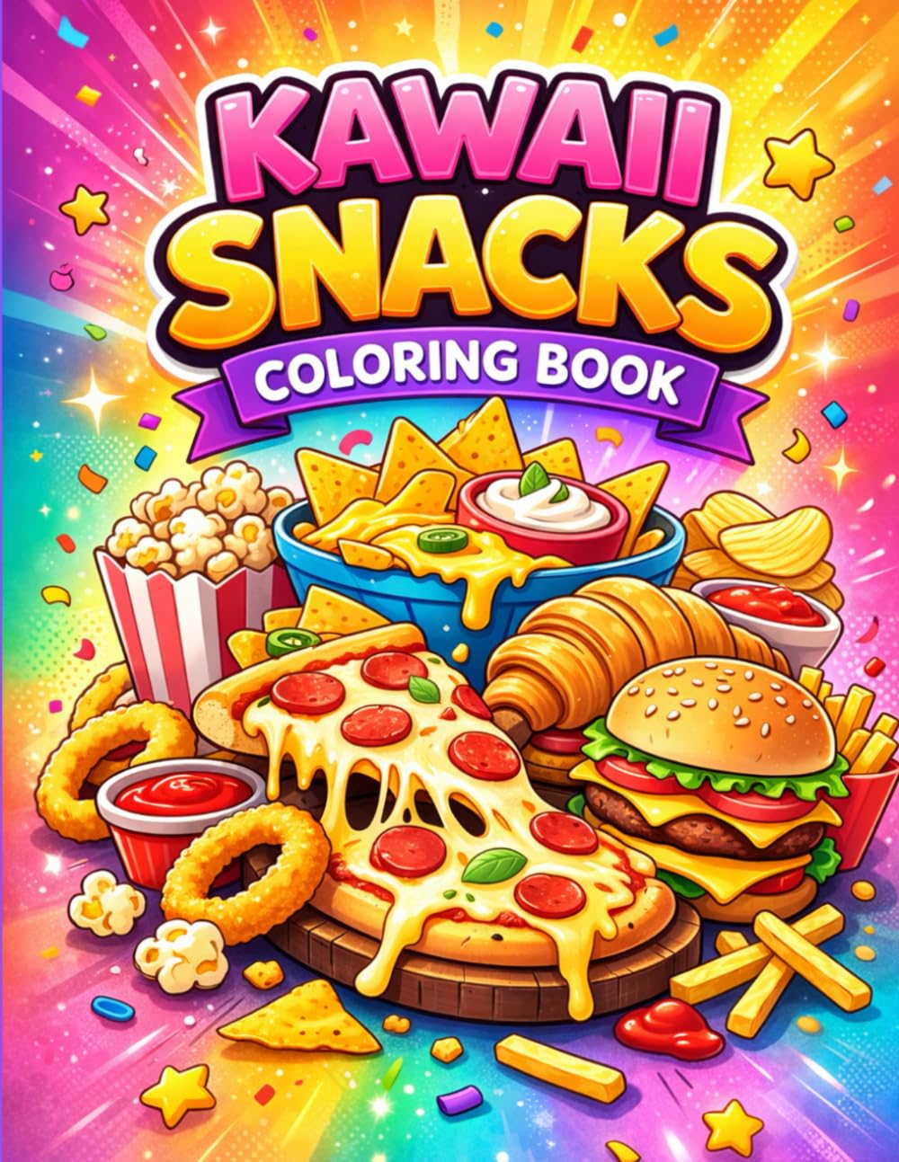 Kawaii Snacks Coloring Book: Cute & Fun Snack Foods to Color – Big Simple Designs for Kids Ages 3–8 (Cute Kawaii Food Coloring Series)