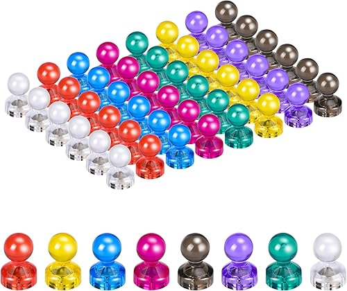 Imslery Imán colorido y fuerte, imán de pizarra blanca, imán decorativo para refrigerador, imán de mapa, imán de aula, imán de calendario, imán de