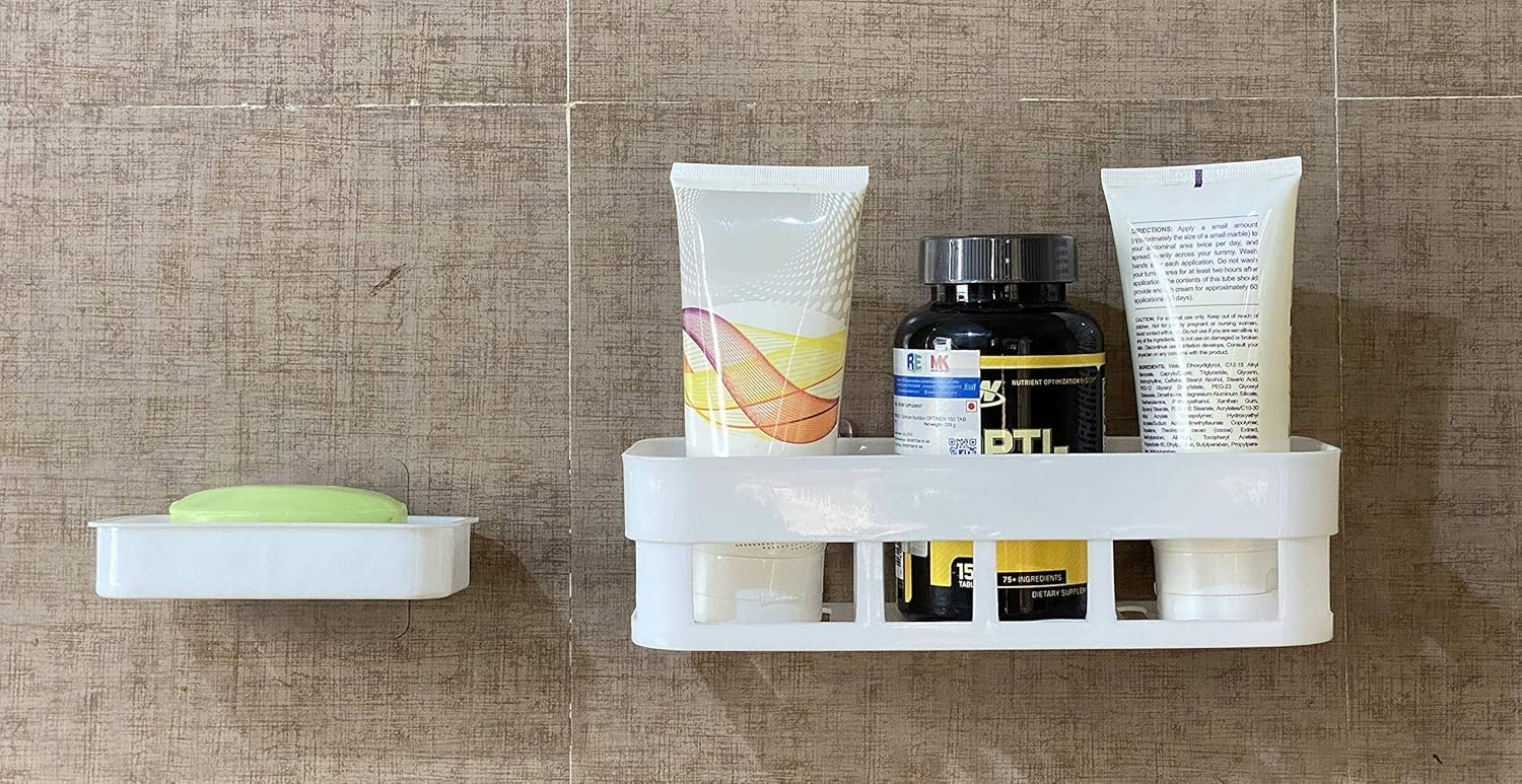 See full amazon price history chart for FOMQUAZLI Multipurpose Cosmetic Organizer Shampoo Bottle Holder Plastic Wall Holder Storage Box Shelf with Self-Adhesive Sticker Hooks for Kitchen Bathroom(1 Bathroom Shelves + 1 Soap Dish) (White) FOMQUAZLI Multipurpose Cosmetic Organizer Shampoo Bottle Holder Plastic Wall Holder Storage Box Shelf with Self-Adhesive Sticker Hooks for Kitchen Bathroom(1 Bathroom Shelves + 1 Soap Dish) (White) (B0BD991QCG) Amazon Price History, Amazon Price Tracker