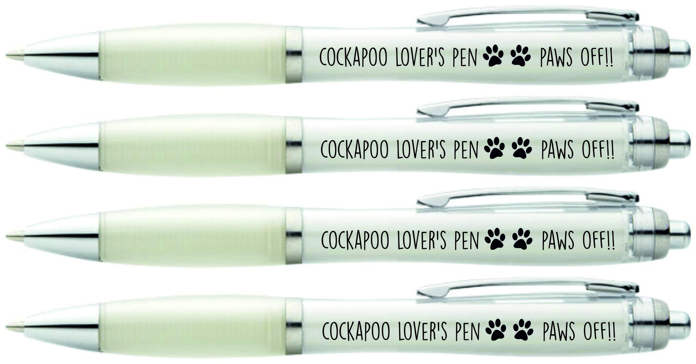 4x Cockapoo Lover's Pen - Paws Off My Pen - Funny Dog Lover's Pen - Cute Pen Gift for a Cockapoo Owner - Dog Owner Gifts - Dog Lover Gifts 4 PENS