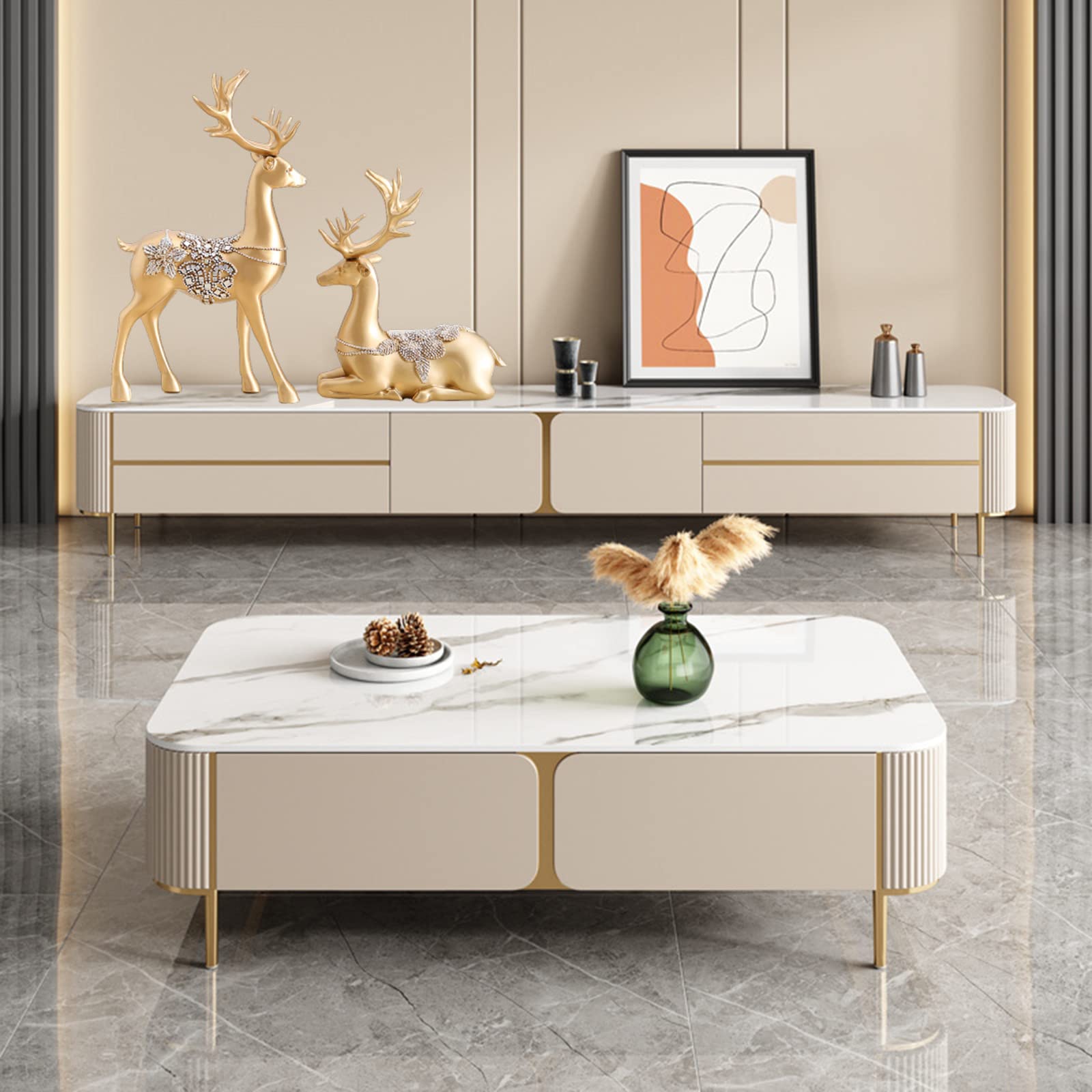 Decorazioni per Renne Natalizie Set di 2 Statuette di Cervi di Natale, Renne in Piedi E Sedute Decorazione di Cervi Natalizi per Interni, Decorazioni Natalizie E Natalizie per La Casa
