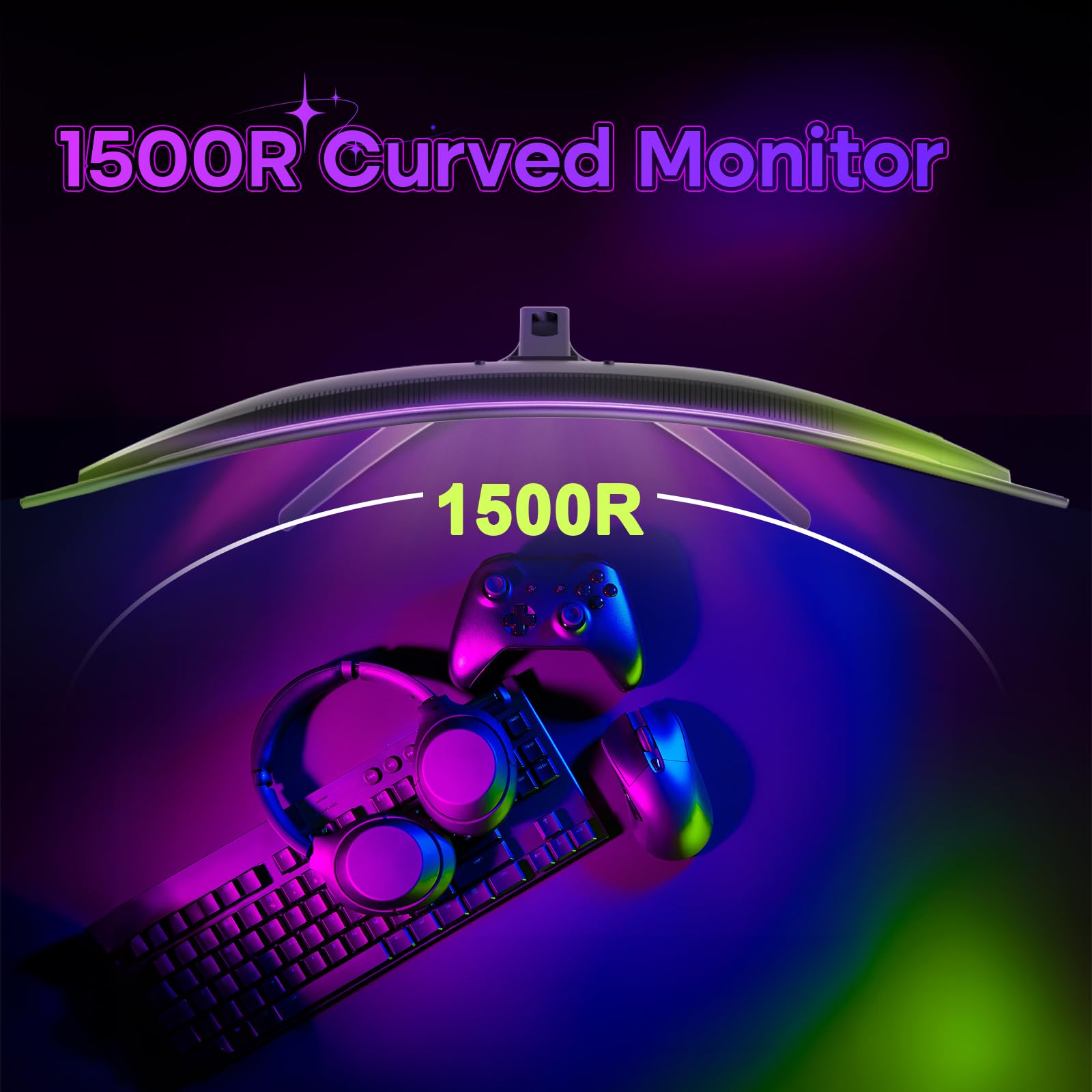 Amzfast Gaming Monitor 32 Zoll Curved – 180Hz, 2K QHD 2560x1440,1ms MPRT