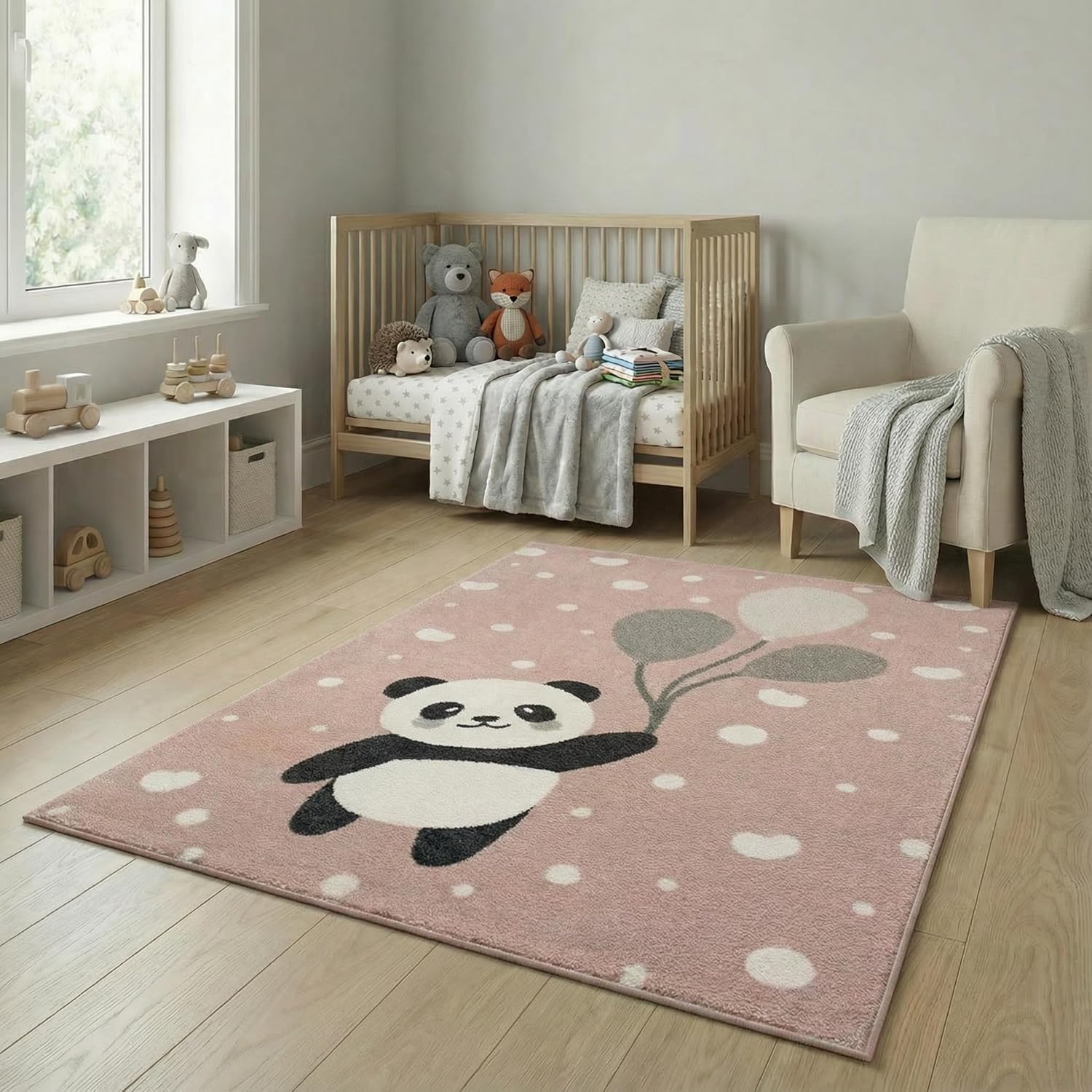 Tapis pour chambre d'enfant ourson rose et blanc 120x160cm anime-916