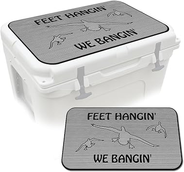 SeaDek EVA Mat Cooler Pad fits YETI | Peel & Stick Application | Non Slip Comfort Accessories - Feet Hangin We Bangin Design StormGray-Black