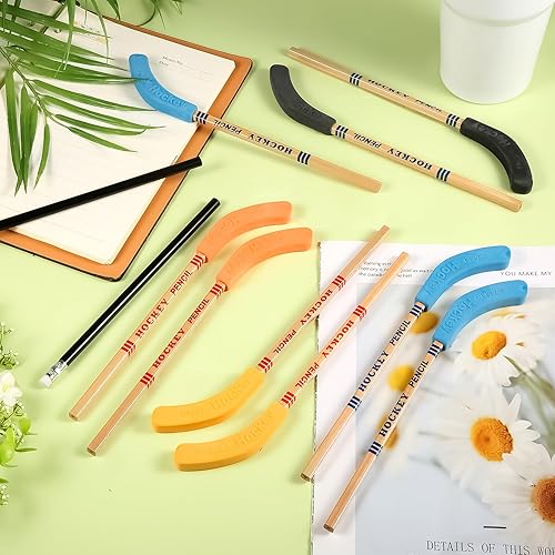 Miniatura 3 de LUTER Lápices de hockey con borradores, 18 lápices de hockey con 6 lápices negros, decoraciones de fiesta temática de hockey, lápices temáticos