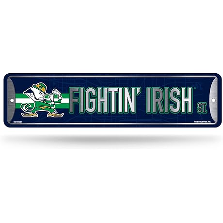 Notre Dame Fabric NCAA Metal Street Sign Metal Street Sign 4" x...