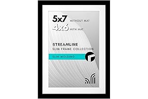 5x7 Picture Frame with Shatterproof Glass | Streamline Collection | Black