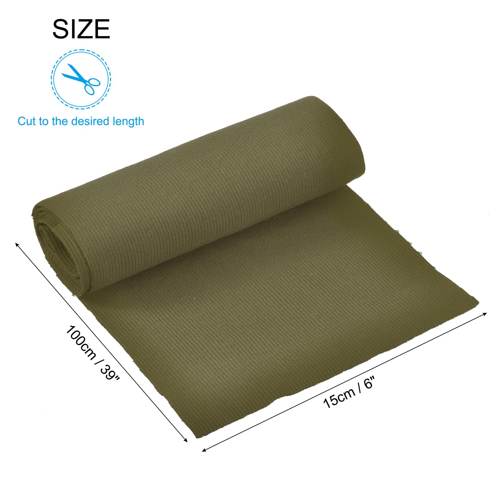 Nastro Elasticizzato A Coste In Cotone - Per Polsini, Maniche E Cinture, Verde Militare, 100x25 Cm - Foto 4
