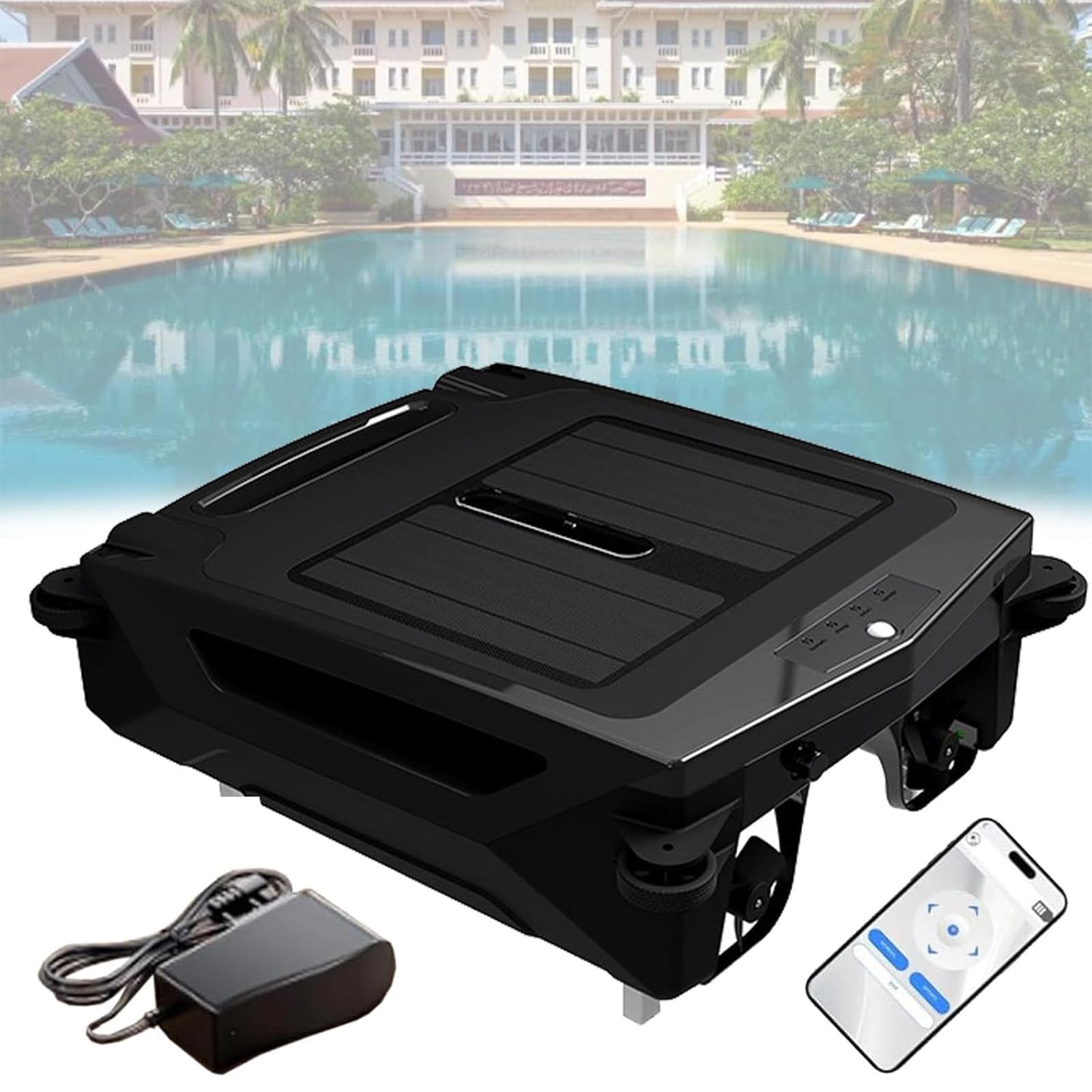 Pulitore automatico per piscine a energia solare, con supporto app, motore brushless, raccolta rifiuti, indicazione luminosa, prevenzione automatica degli ostacoli per tutte le piscine