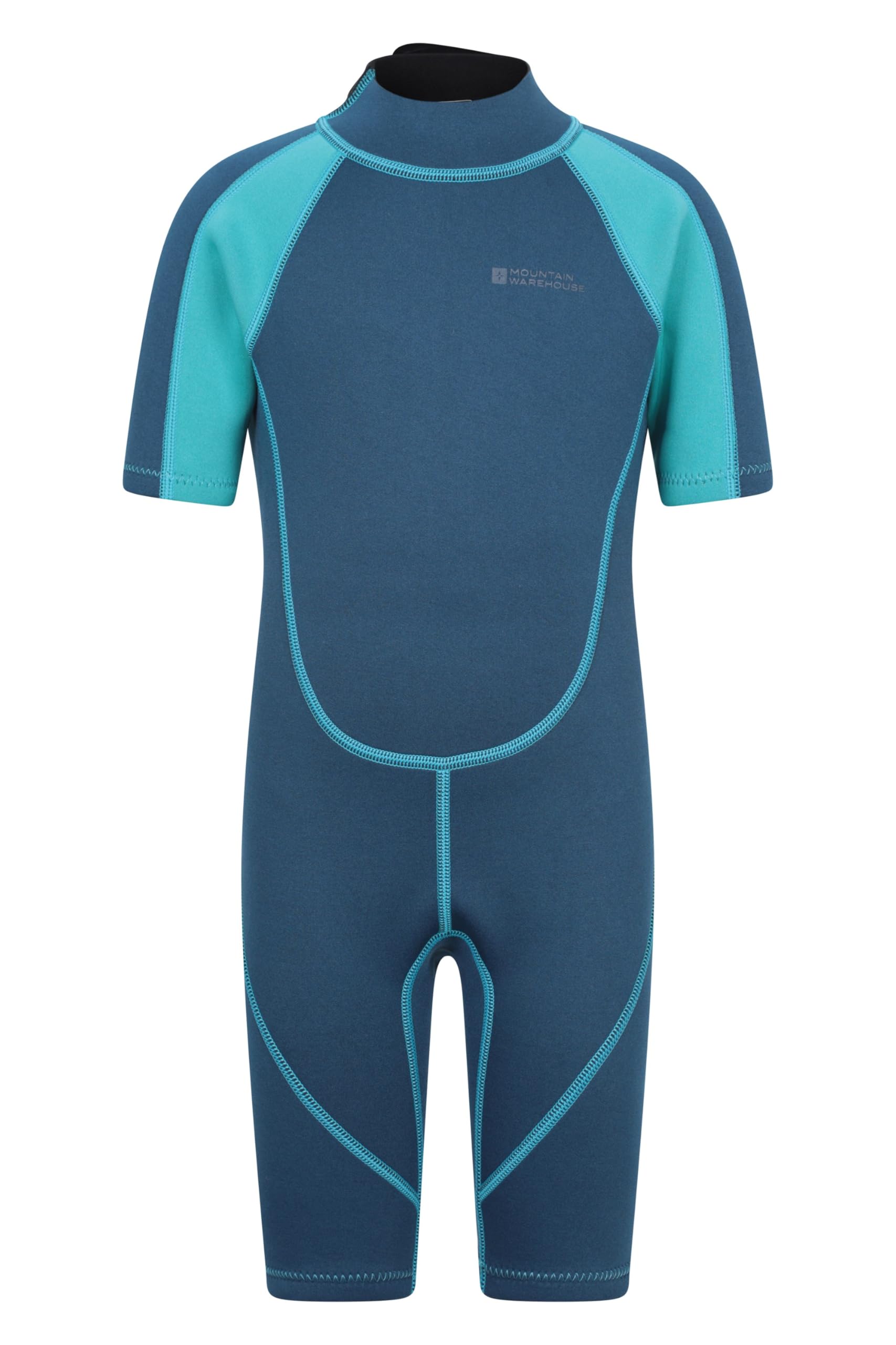 Mountain Warehouse Kids Shorty Wetsuit - 2.5mm Thickness, Flat Seams, Easy Glide Zip Children's Wetsuit, Neoprene, Adjustable Neck Closure - Spring Summer, Swim Teal (Kids) Kids Size 5-6 Years — image 1