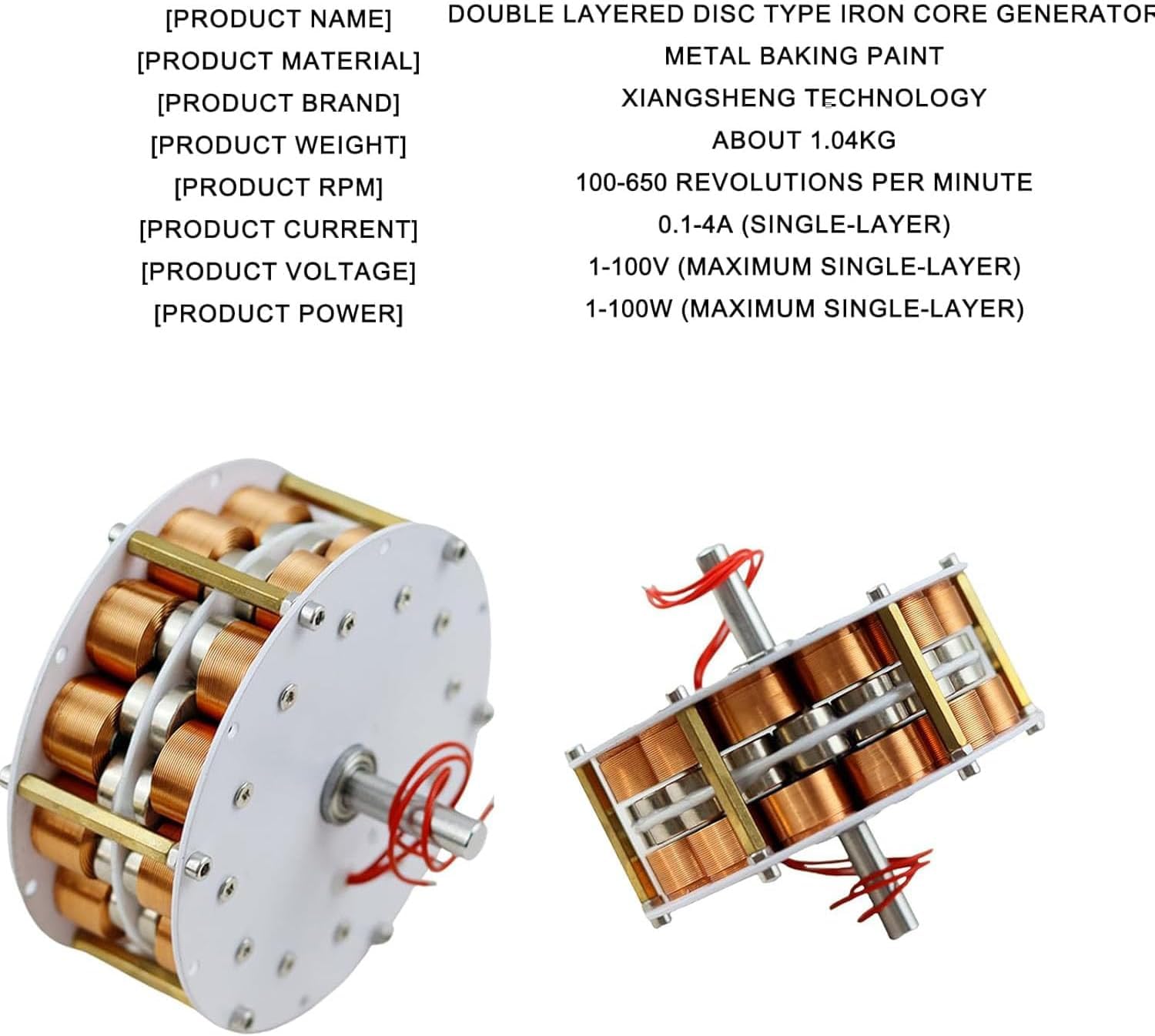 Mini Generador De Núcleo De Disco, Estator De 9 Bobinas Con 12 Pares De Imanes De Tierras Raras, Alternador De Ca Trifásico De Baja Velocidad De 100-650 Rpm, 1-60 W Para Proyectos De Energía Diy.