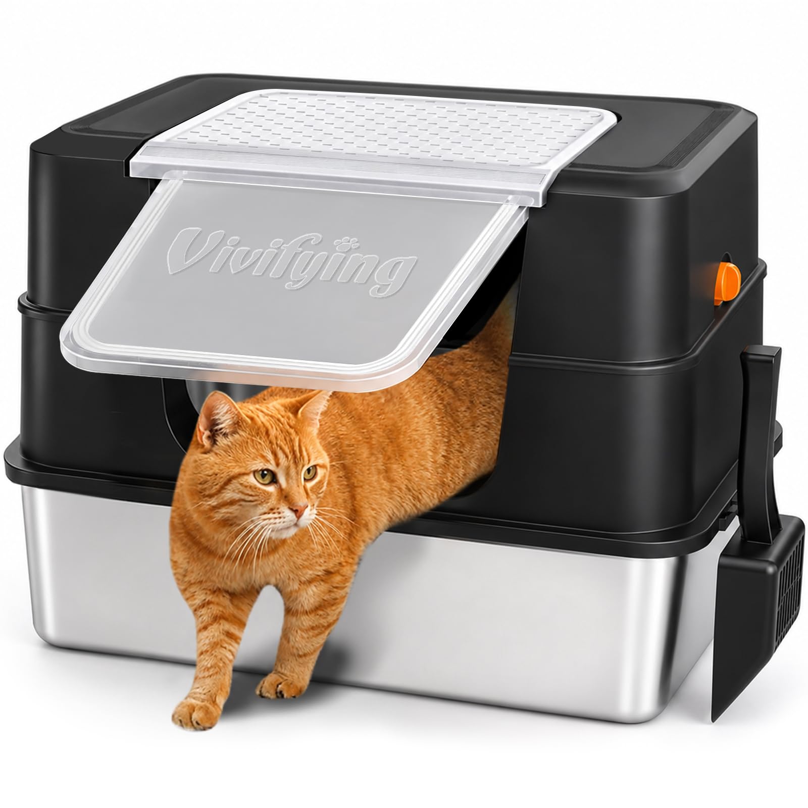 Vivifying XL Side Entry Stainless Steel Litter Box