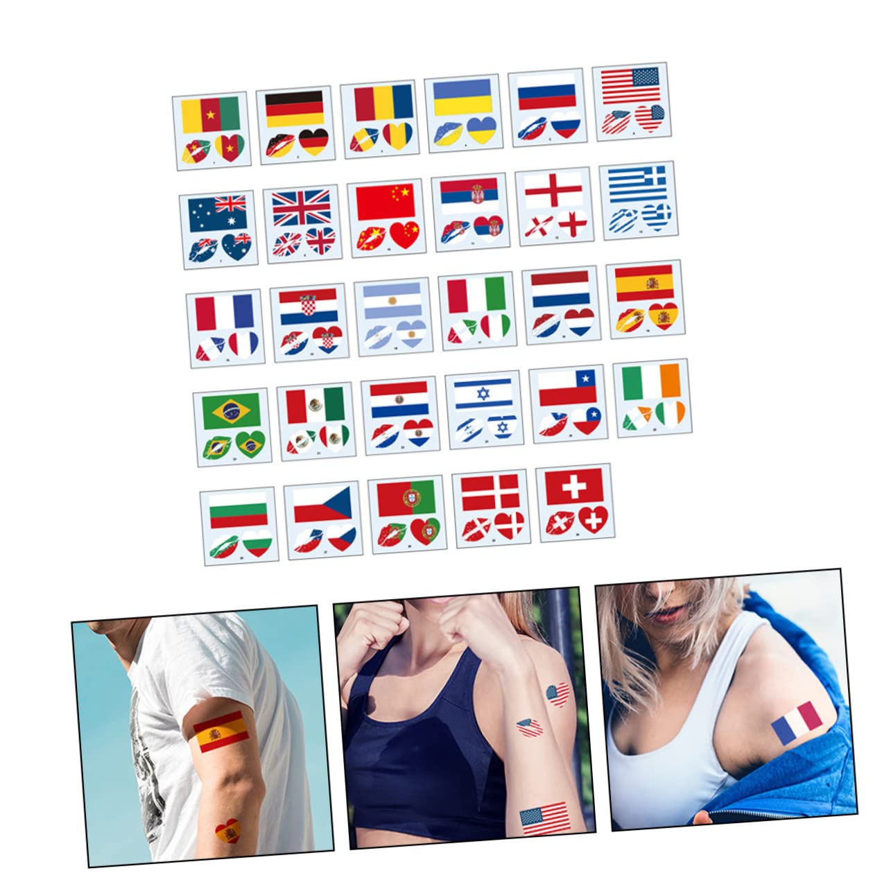 464piezas Calcomanías De Banderas Del Mundo Tatuajes Temporales Patrióticos Para Decoración Facial y Corporal Eventos Deportivos y Festivales