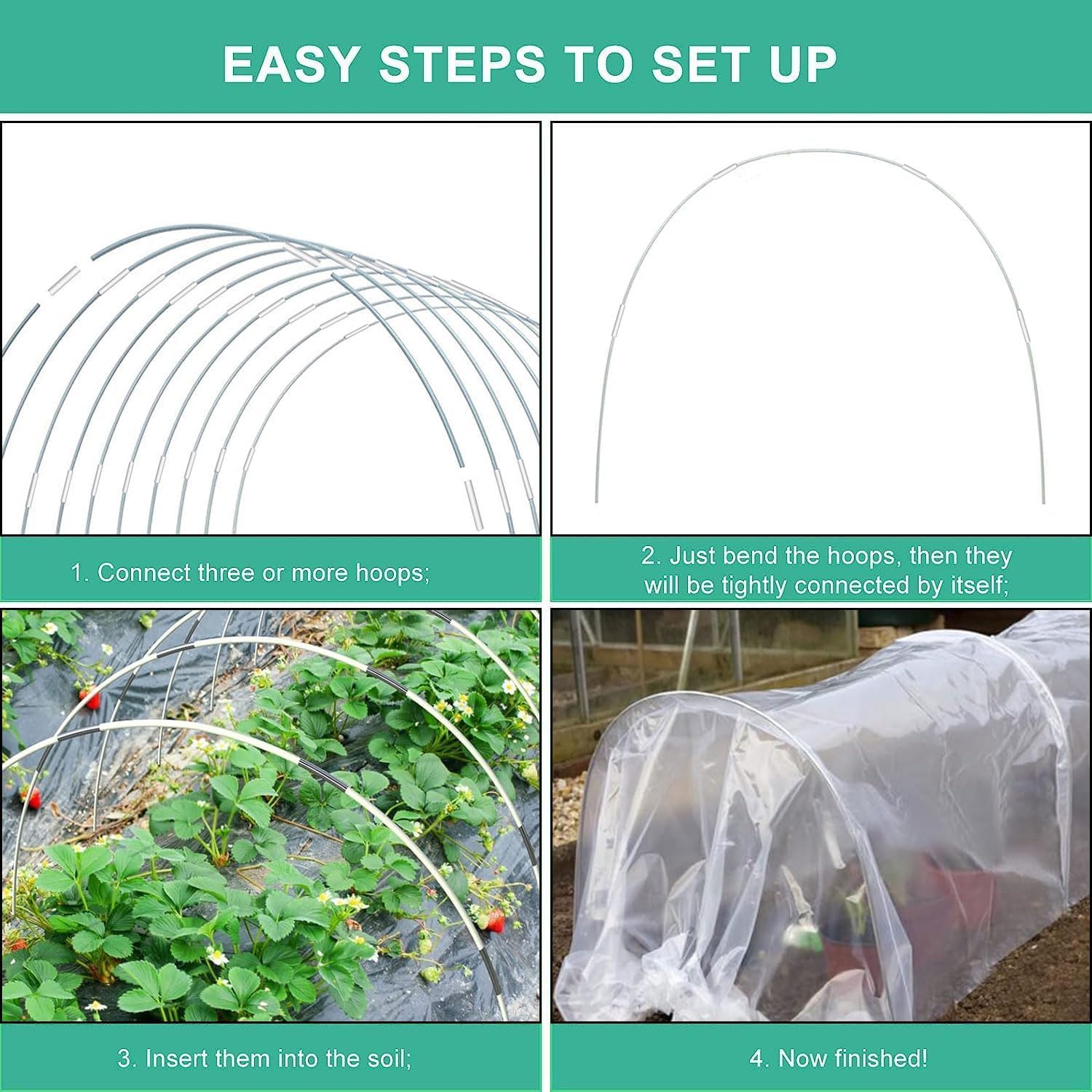 30 arcos de túnel de plantación, 2,5 x 15 m red antiinsectos, túnel de película para cama elevada, red para verduras de jardín, red de protección de plantas, red para plantas
