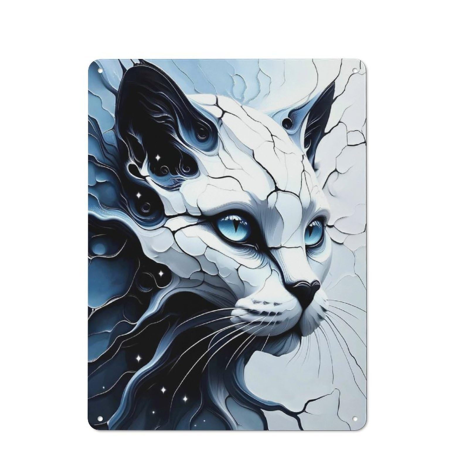 Junmoney Style-3 Abstract Cat Portrait Rustic Metal Wall Sign 40X30cm For Workshop Wall, Suited To Makers And Diy Enthusiasts