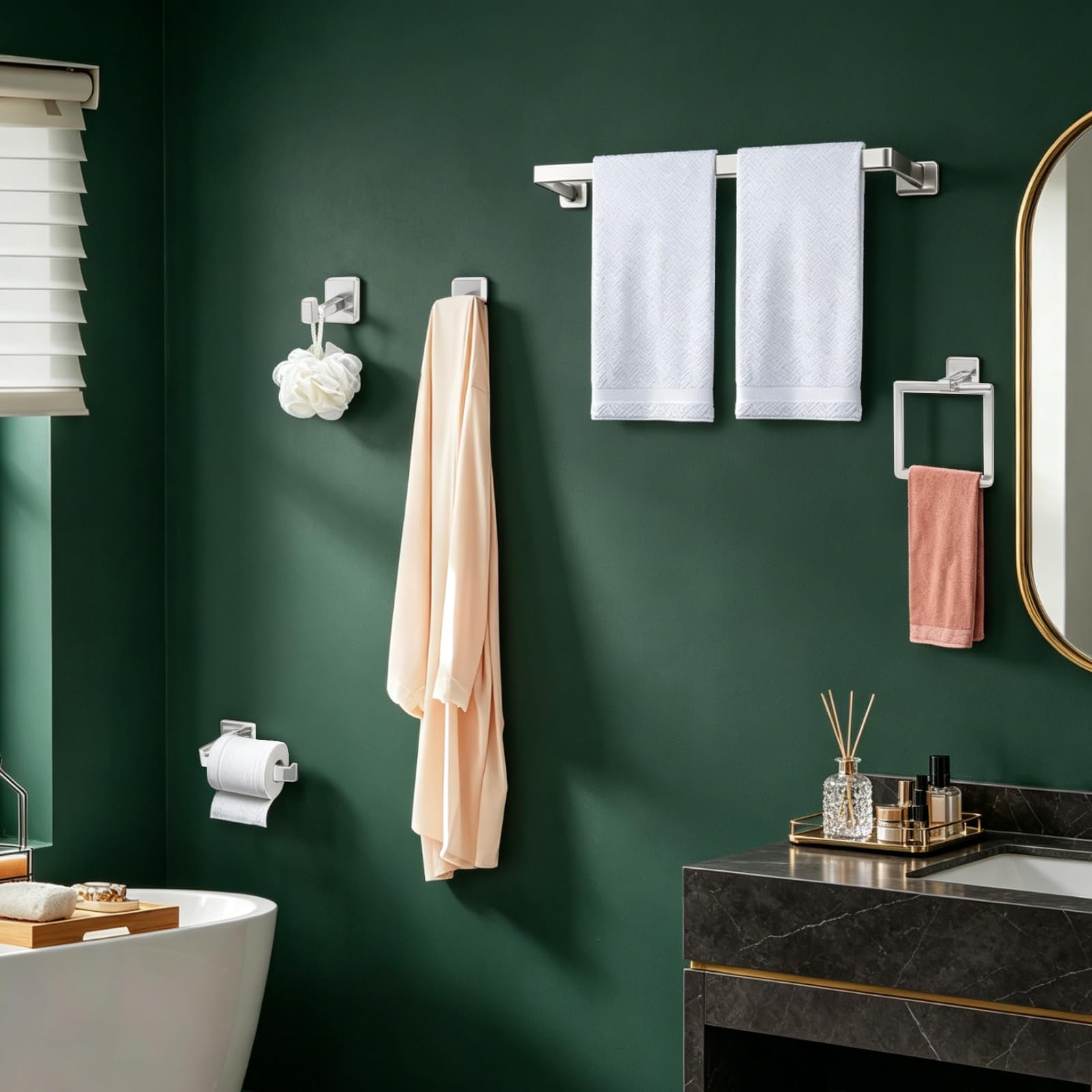 Portasciugamani da parete per bagno e cucina, set di accessori da bagno