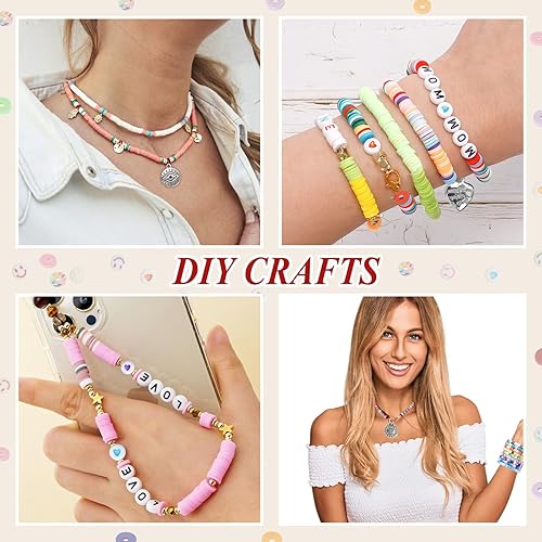 Miniatura 5 de QUEFE Kit de 18560 cuentas de arcilla de 120 colores Heishi para hacer pulseras, cuentas planas de arcilla polimérica para hacer joyas,