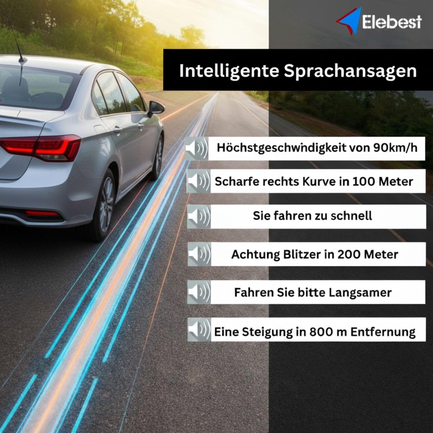 Elebest City 90 – 9 Zoll GPS Navi für Auto, LKW & Wohnmobil | Europa-Karten (52 Länder) mit Updates, Radarwarner, Fahrspurassistent, Bluetooth, POI-Datenbank & Freisprecheinrichtung