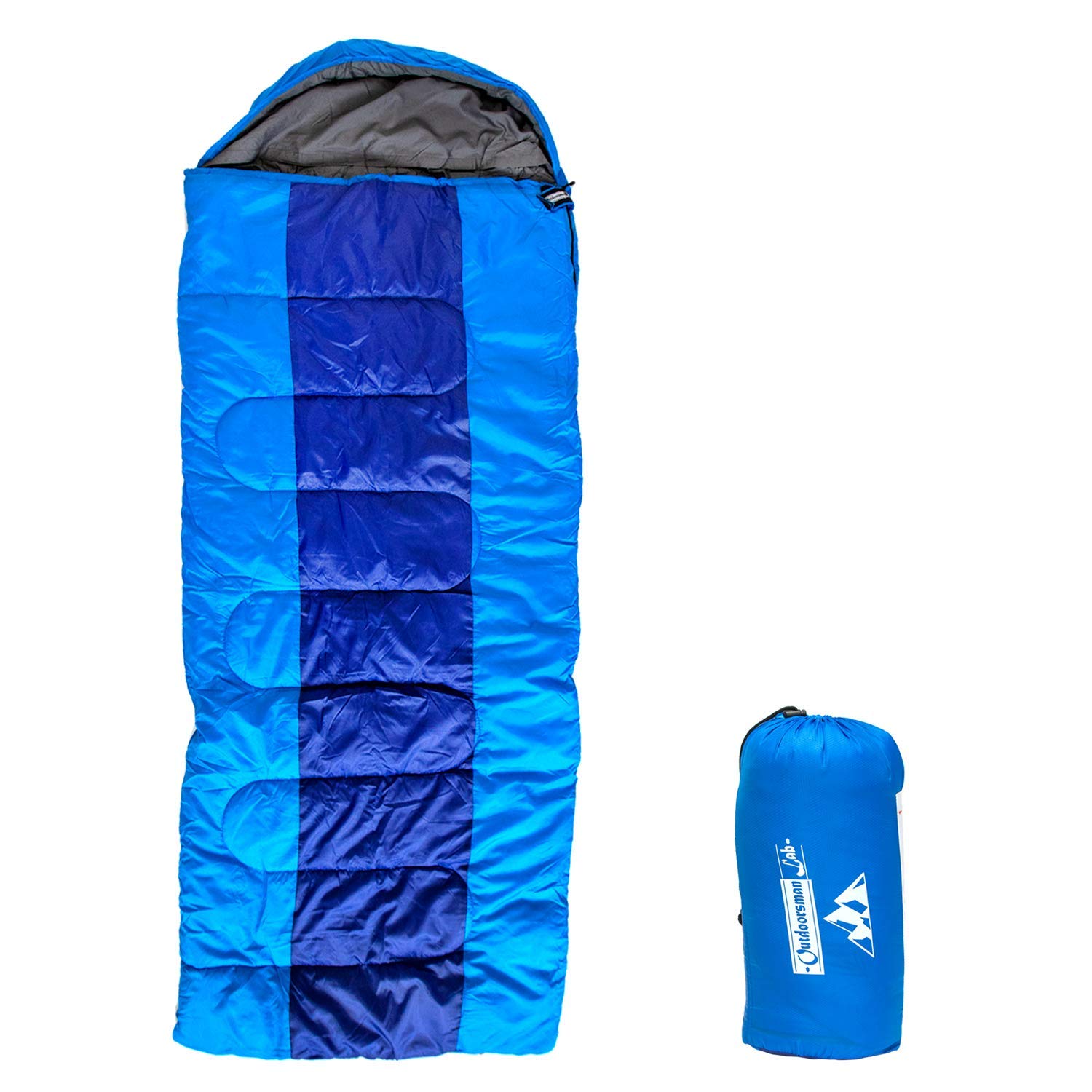 OutdoorsmanLab Sleeping Bag Lightweight For Camping, Backpacking, Travel- Kids Men Women Cold Weather 3-4 Season Ultralight Compact Packable Bag With Compression Sack