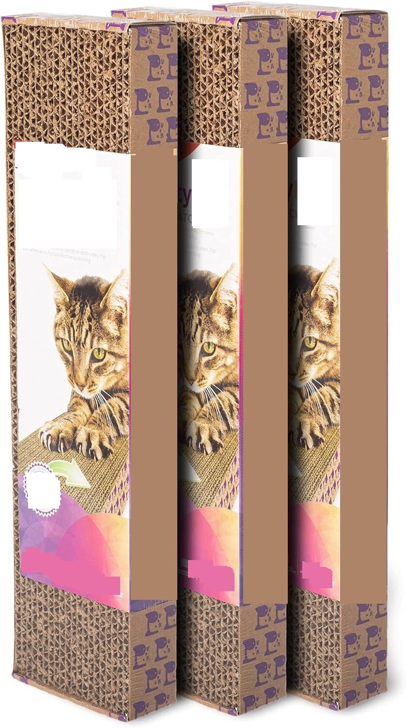 FJJRTWDG Beautiful Corrugated Cat Scratch Board Infused with Catnip, Artificial Pet Scratch Board, Suitable for Indoor Pets Suitable for Indoor Pets(4-Pack)